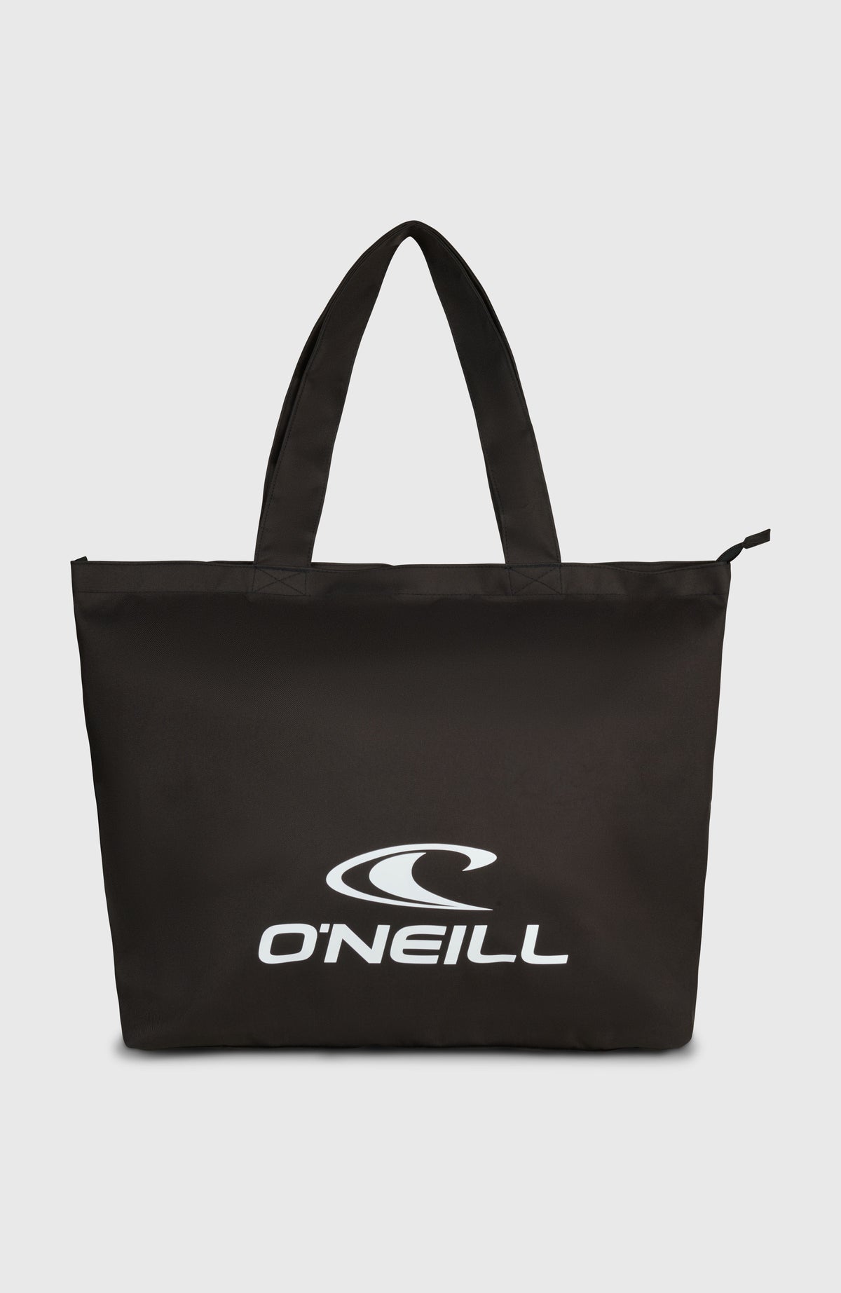 O'Neill Coastal Tote Bag Tasche für Damen, schwarz mit Logo-Print in Weiß, freigestellt in der Vorderansicht