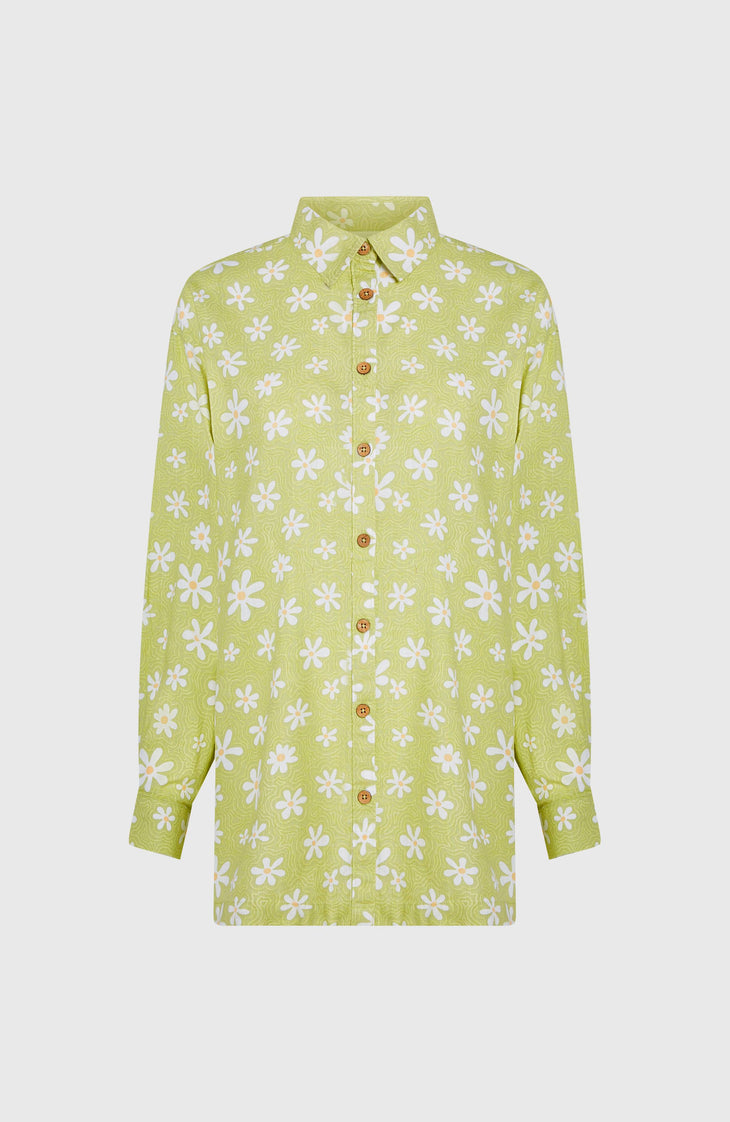 Beach Vintage Longbluse | Green Daisyline