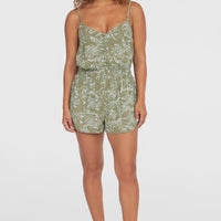 Romper mit Knöpfen und schmalen Trägern | Green Textured Jungle