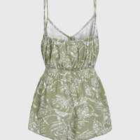 Romper mit Knöpfen und schmalen Trägern | Green Textured Jungle