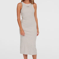 Jess Midi-Rippkleid | White Yarn Dye Stripe