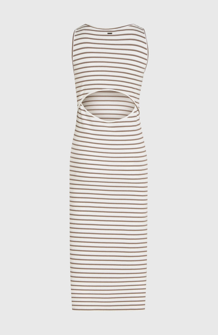 Jess Midi-Rippkleid | White Yarn Dye Stripe