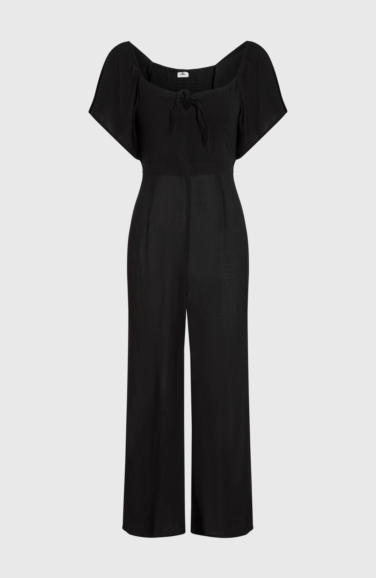 Kesia Jumpsuit für Damen, schwarz, flach liegend von vorne mit weitem Bein