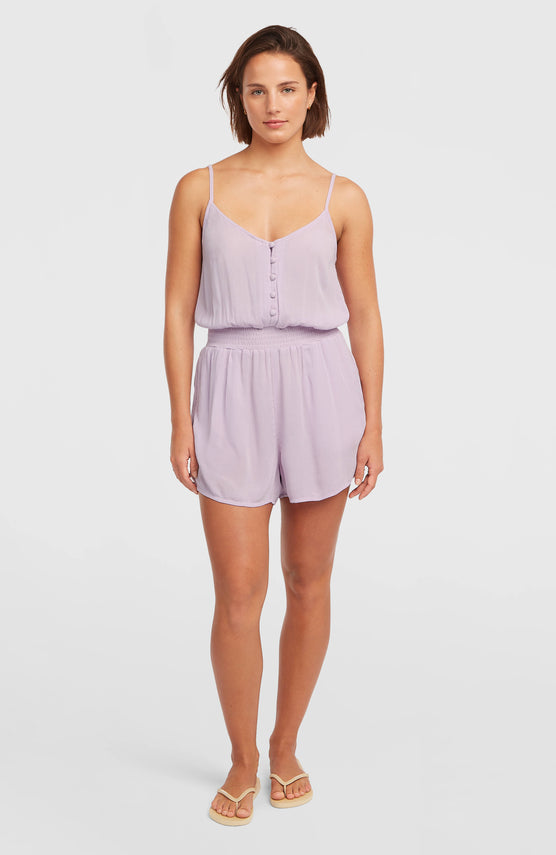 Romper mit Knöpfen und schmalen Trägern | Pale Lavender