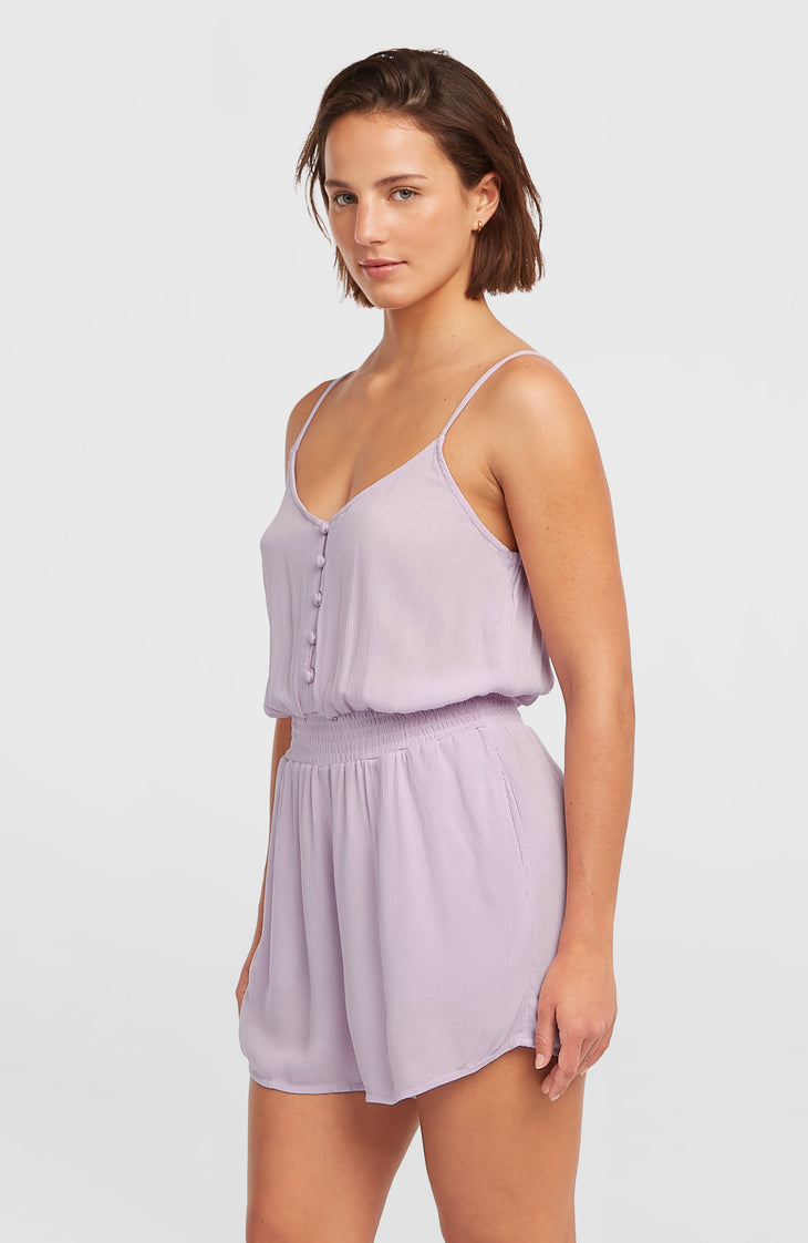 Romper mit Knöpfen und schmalen Trägern | Pale Lavender