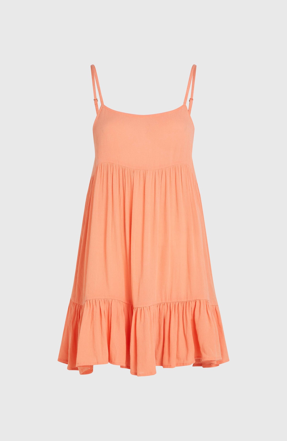 Rilee Kurzkleid für Damen, orange, freigestellt von vorne mit Stufenvolant
