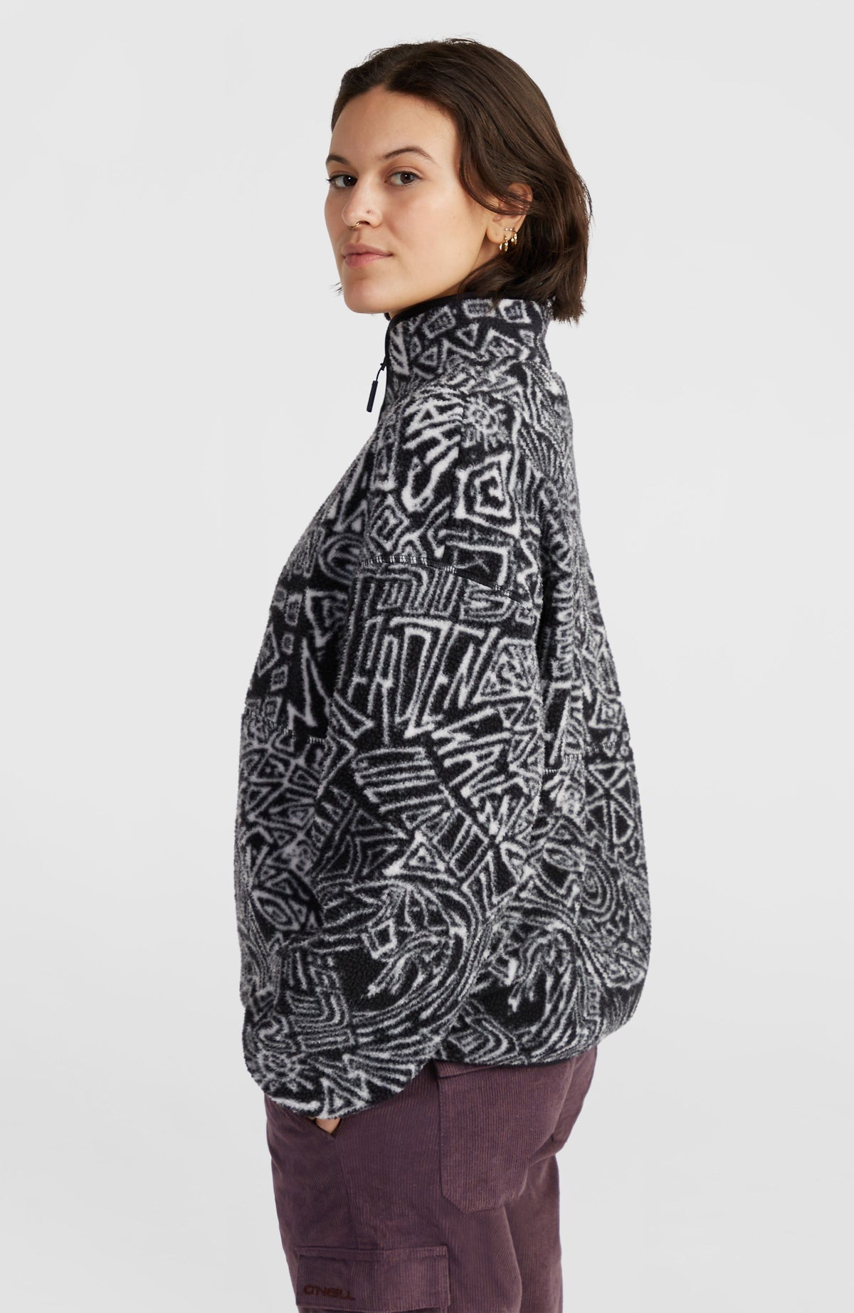 Flauschige Surf Heroes Fleecejacke | White/Black Sketcheritage