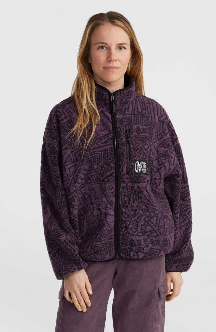 Flauschige Surf Heroes Fleecejacke | Black/Purple Sketcheritage