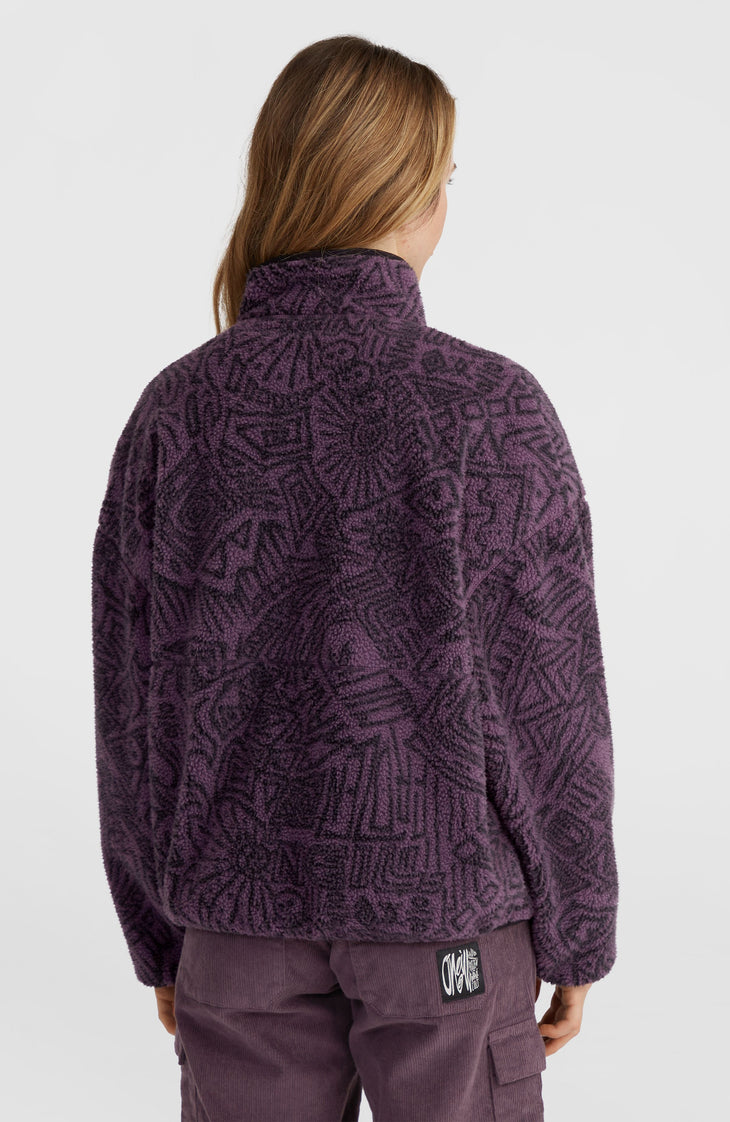 Flauschige Surf Heroes Fleecejacke | Black/Purple Sketcheritage