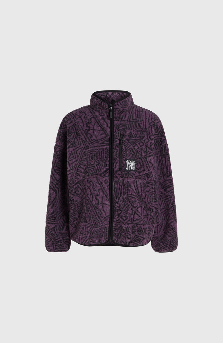 Flauschige Surf Heroes Fleecejacke | Black/Purple Sketcheritage