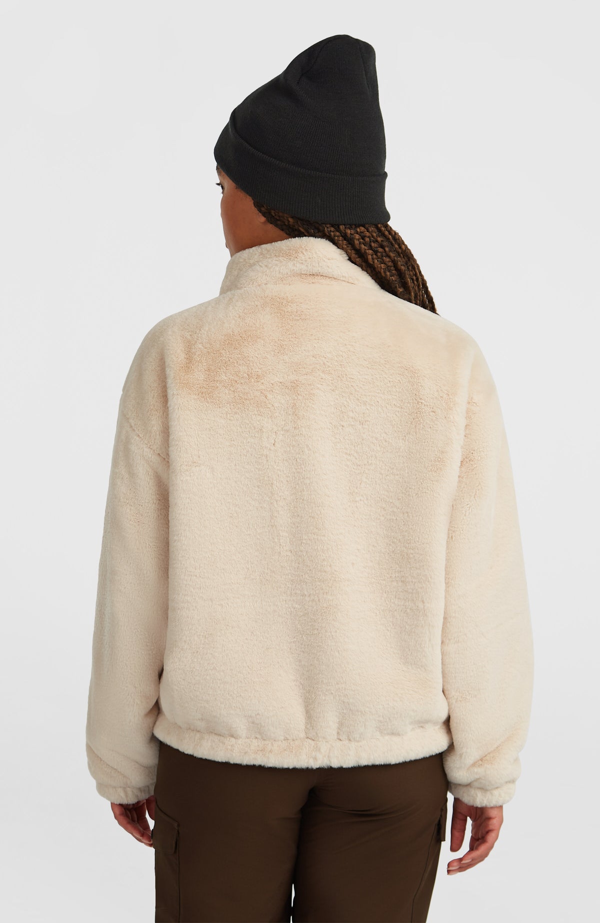 FWC'Cruz Faux Fur Fleecejacke für Damen, beige, Rückansicht am Model
