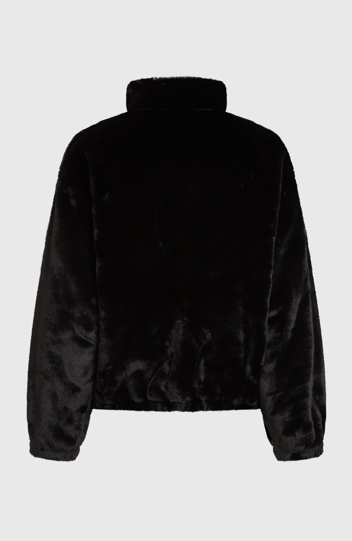 FWC'Cruz Faux Fur Fleecejacke für Damen, schwarz, freigestellt von hinten