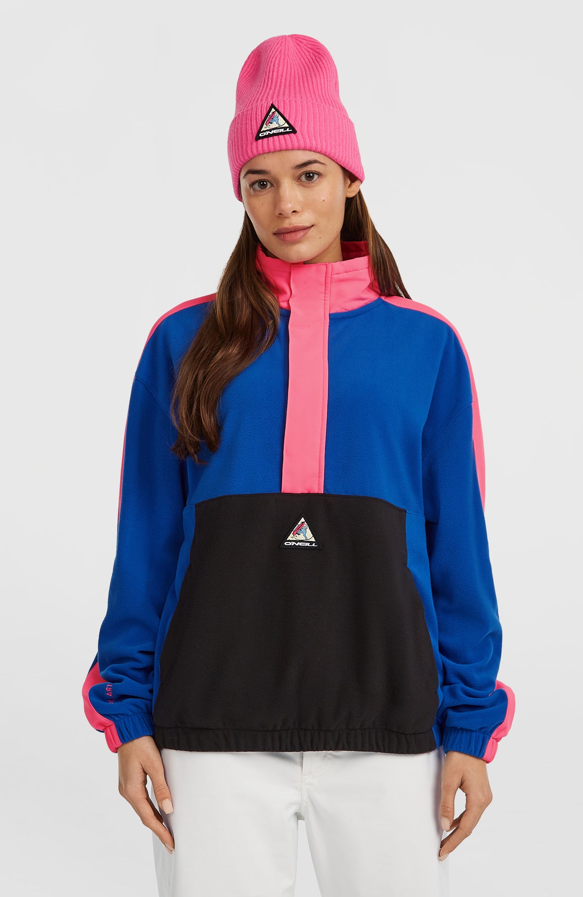 O'Neill FWC'Play Polartec® Fleecepullover mit Halbreißverschluss für Damen, blau, Vorderansicht am Model
