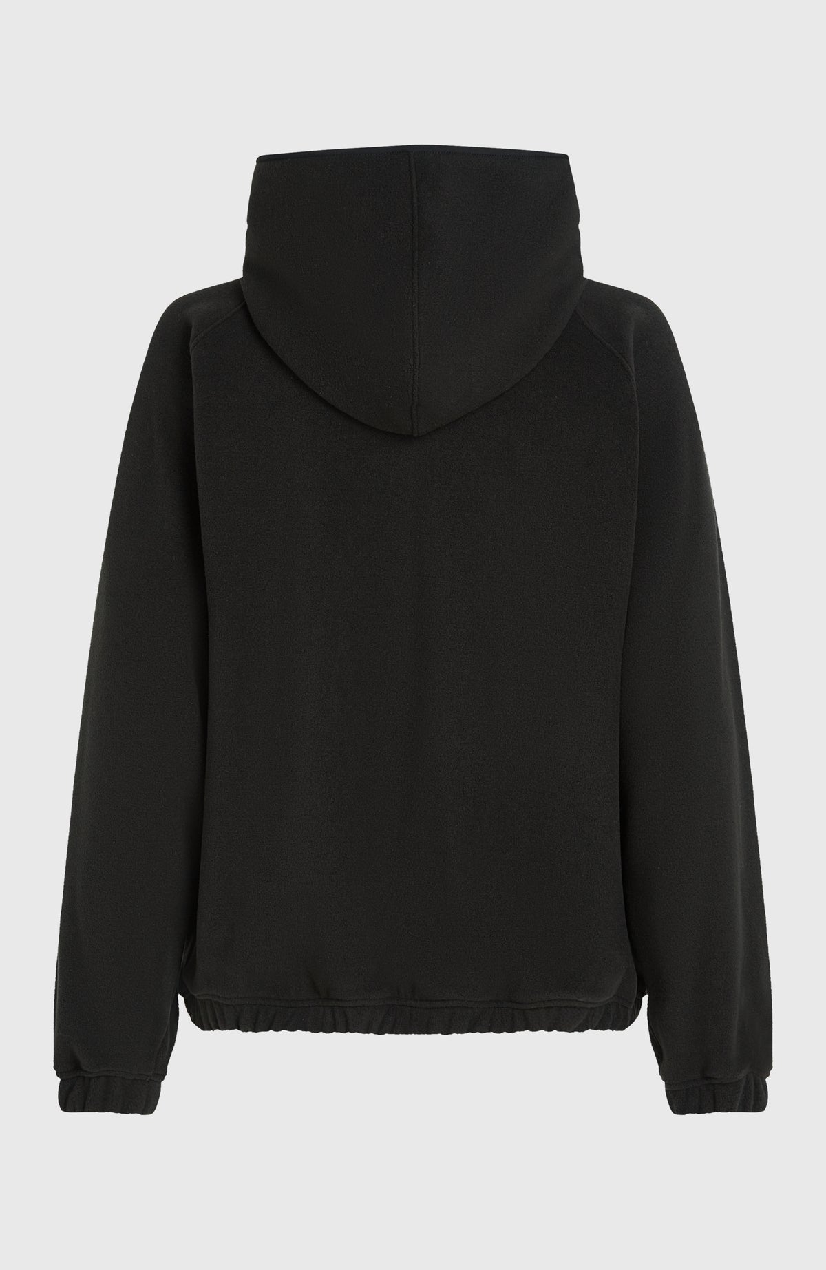 O'Riginals Superfleece Hoodie für Damen, schwarz, freigestellt von hinten mit Kapuze und elastischem Saum