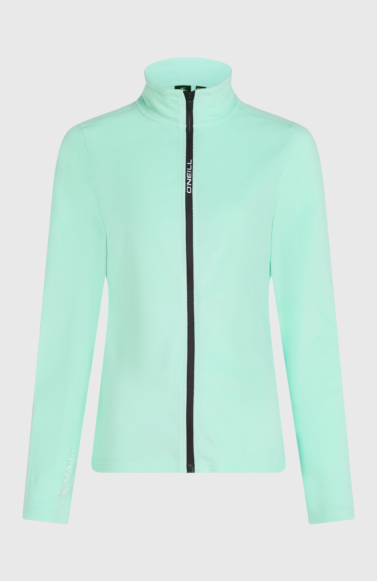 Grüne FWC'Cruz Jack's Fleecejacke für Damen, freigestellt von vorne mit durchgehendem Reißverschluss