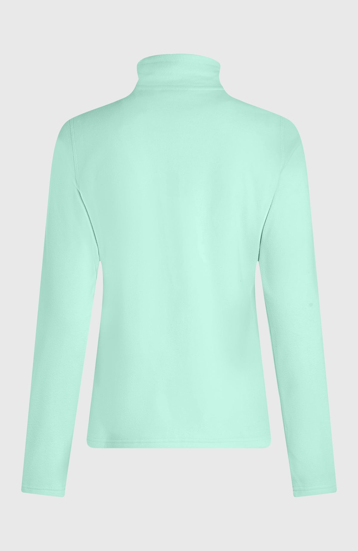 Grüne FWC'Cruz Jack's Fleecejacke für Damen, freigestellt von hinten mit Stehkragen und Teilungsnähten