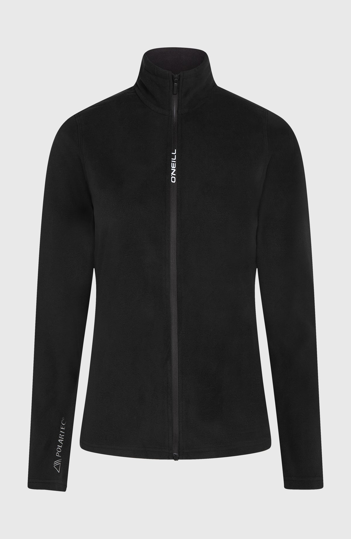 FWC'Cruz Jack's Fleecejacke für Damen, schwarz, freigestellt von vorne mit durchgehendem Reißverschluss
