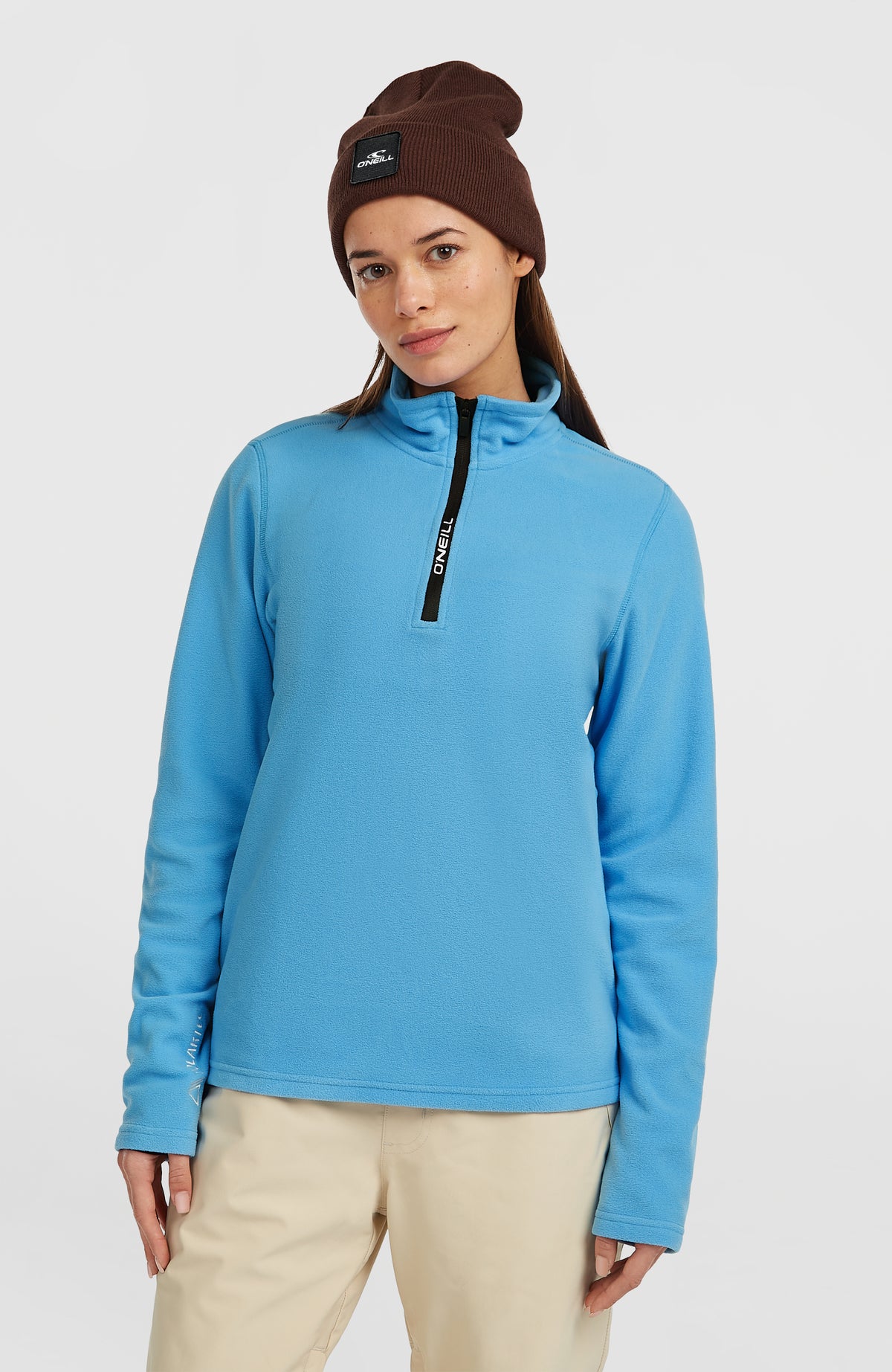 O'Neill FWC'Cruz Jack's Polartec® Fleecepullover mit Halbreißverschluss für Damen in Blau, Vorderansicht am Model