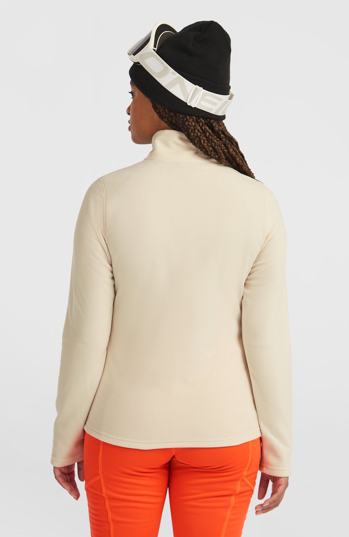 FWC'Cruz Jack's Fleecepullover für Damen, beige, Rückansicht am Model mit Stehkragen