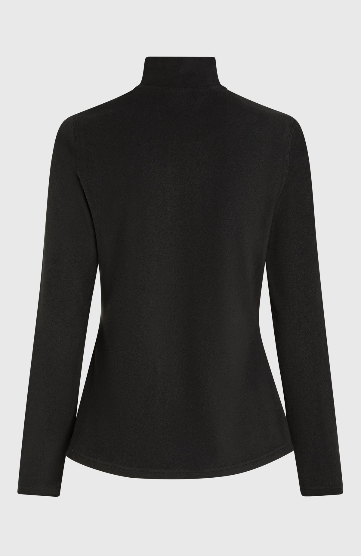 Schwarzer FWC'Cruz Jack's Fleecepullover für Damen, freigestellt von hinten mit Stehkragen und Ziernähten
