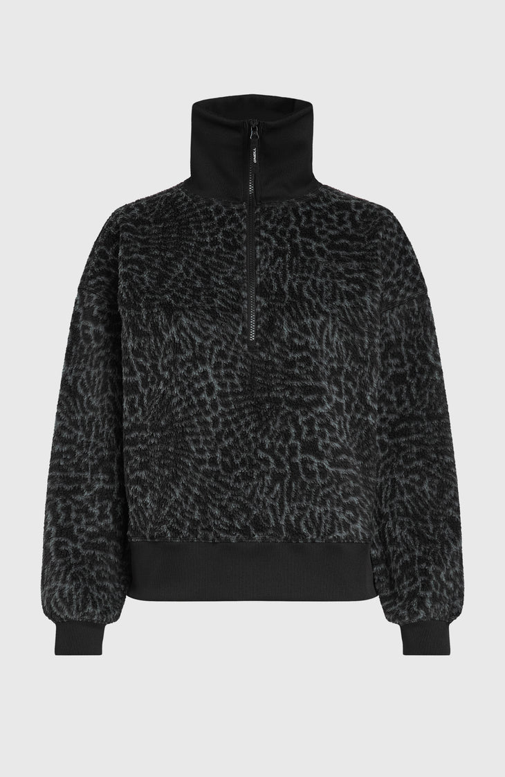 Must-Have Fleecepullover mit Halbreißverschluss | Black Animalica