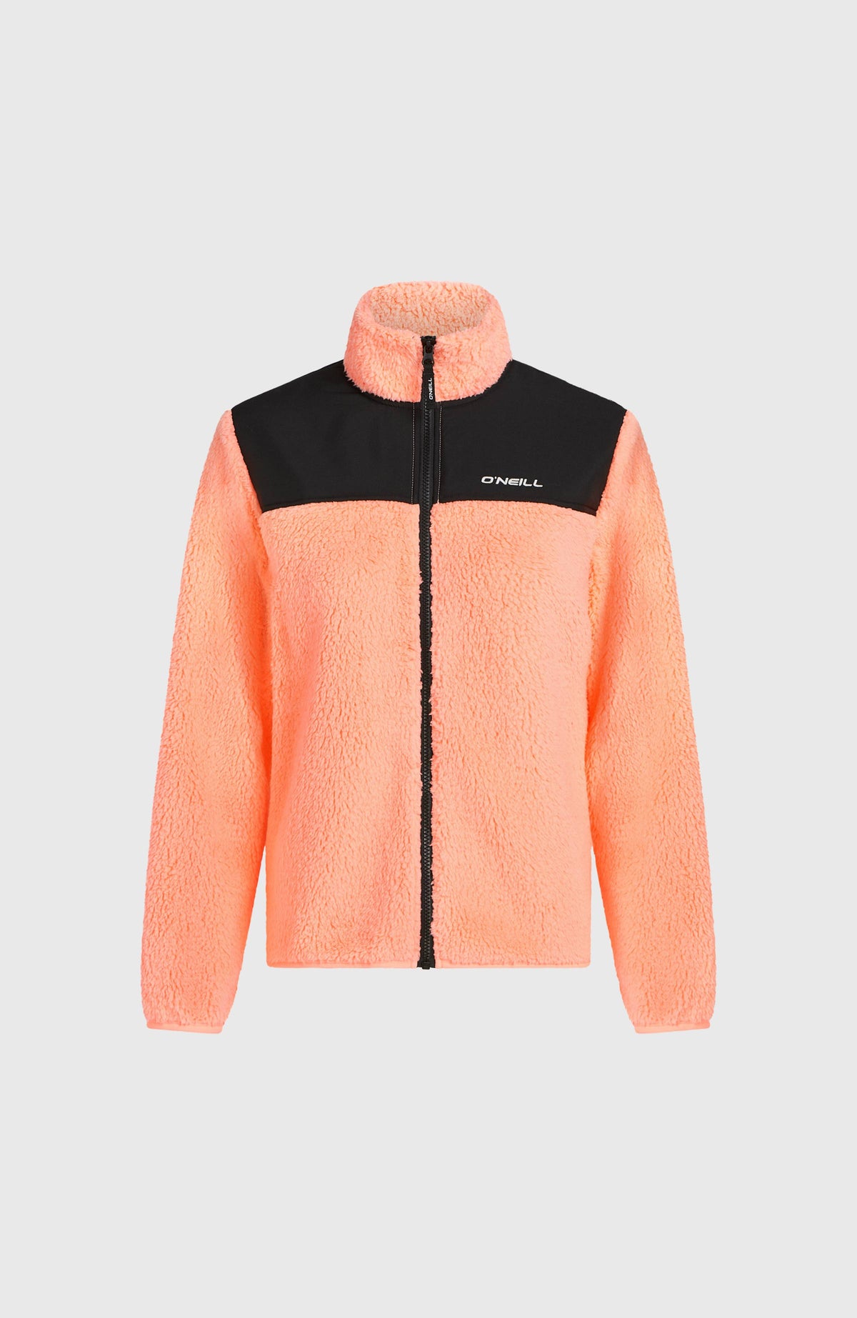 FWC'Cruz Fuzzy Fleecejacke, orange, freigestellt von vorne mit Stehkragen und Reißverschluss