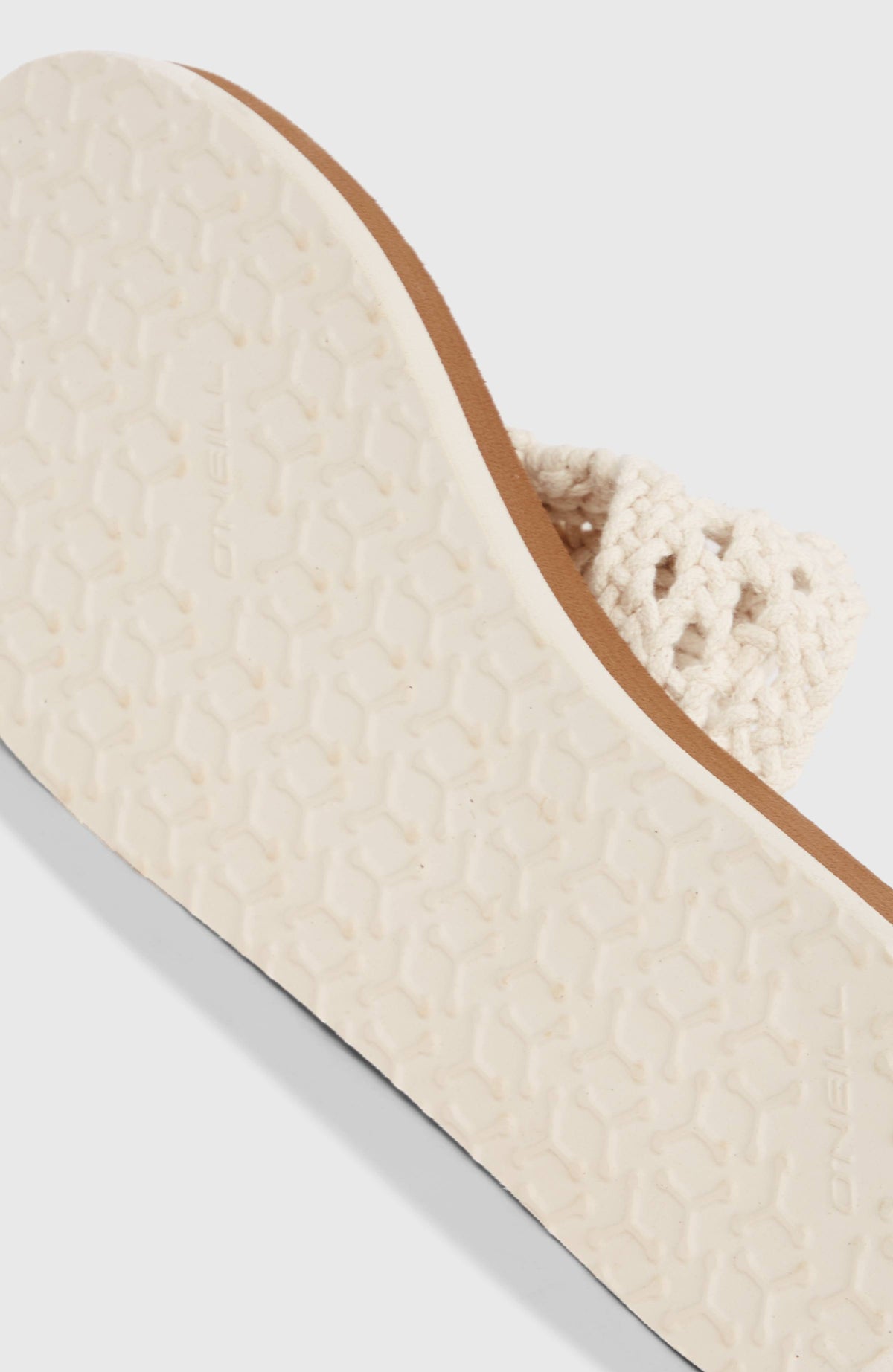 Ditsy Crochet Sandalen für Damen, weiß, Nahaufnahme der strukturierten Laufsohle