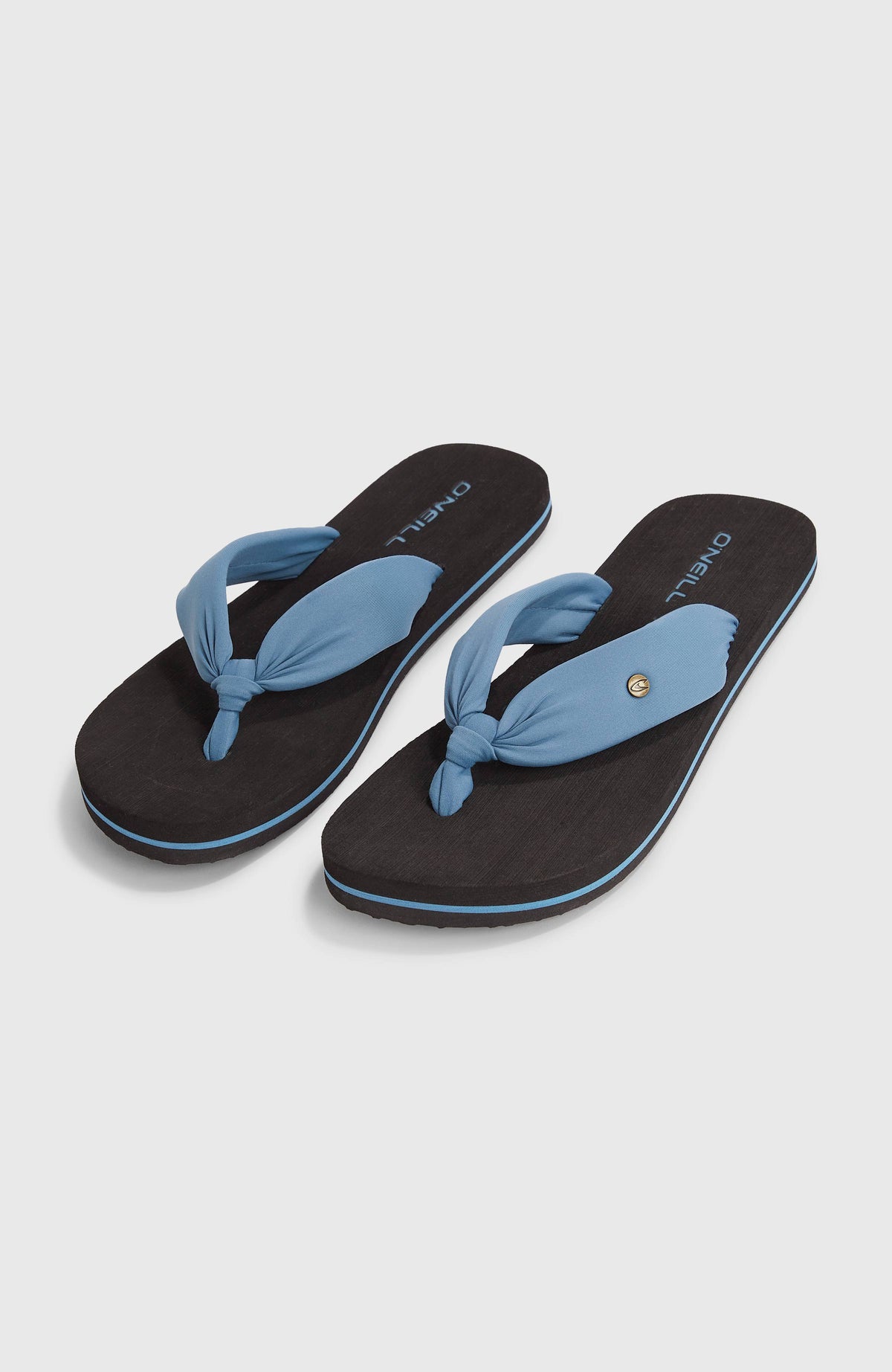 O'Neill Ditsy Sun Sandalen für Damen, blau, freigestellt von schräg oben mit geknoteten Riemen