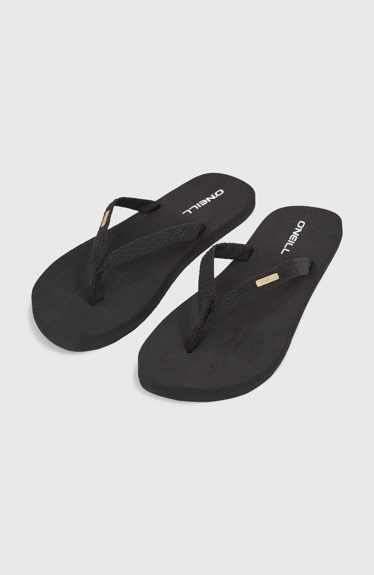 O'Neill Ditsy Jacquard Sandalen für Damen, schwarz, freigestellt von schräg oben als Paar
