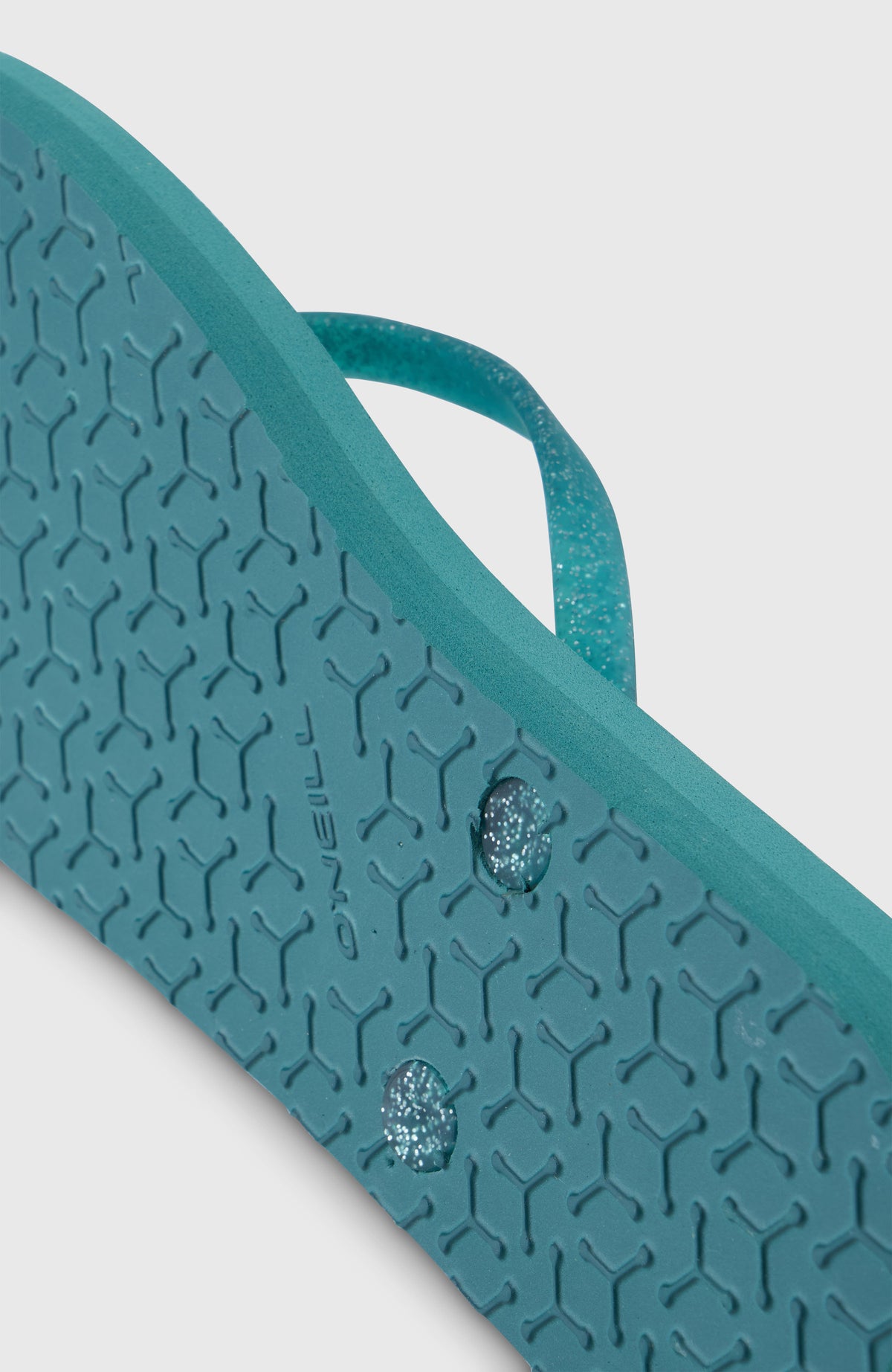 Grüne Profile Glitter Sandalen für Damen, Nahaufnahme der profilierten Laufsohle mit durchgehendem Muster