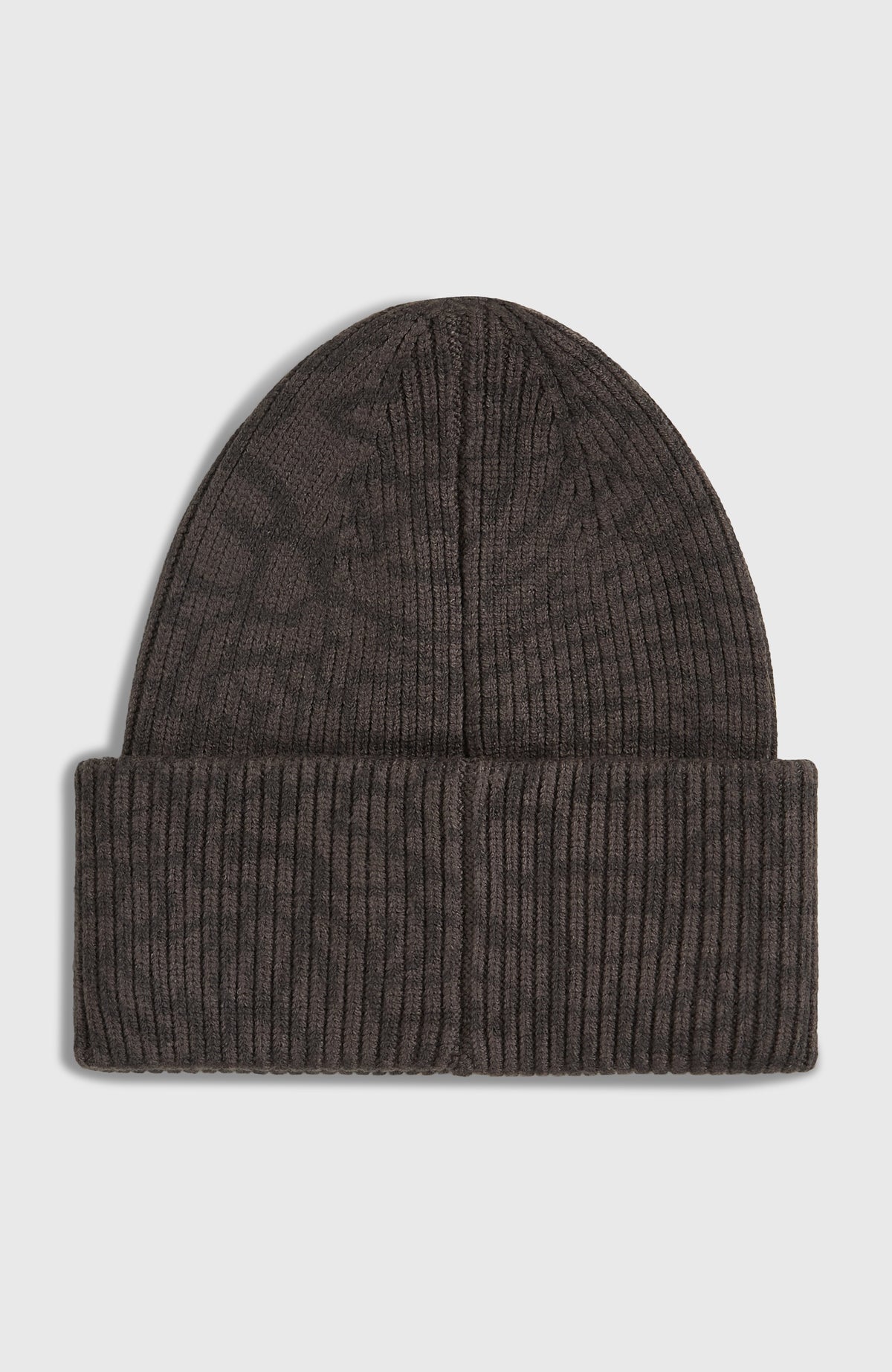 Schwarze FWC'Cruz Beanie für Damen, freigestellt in Rückansicht mit durchgehender Mittelnaht und breitem Umschlag