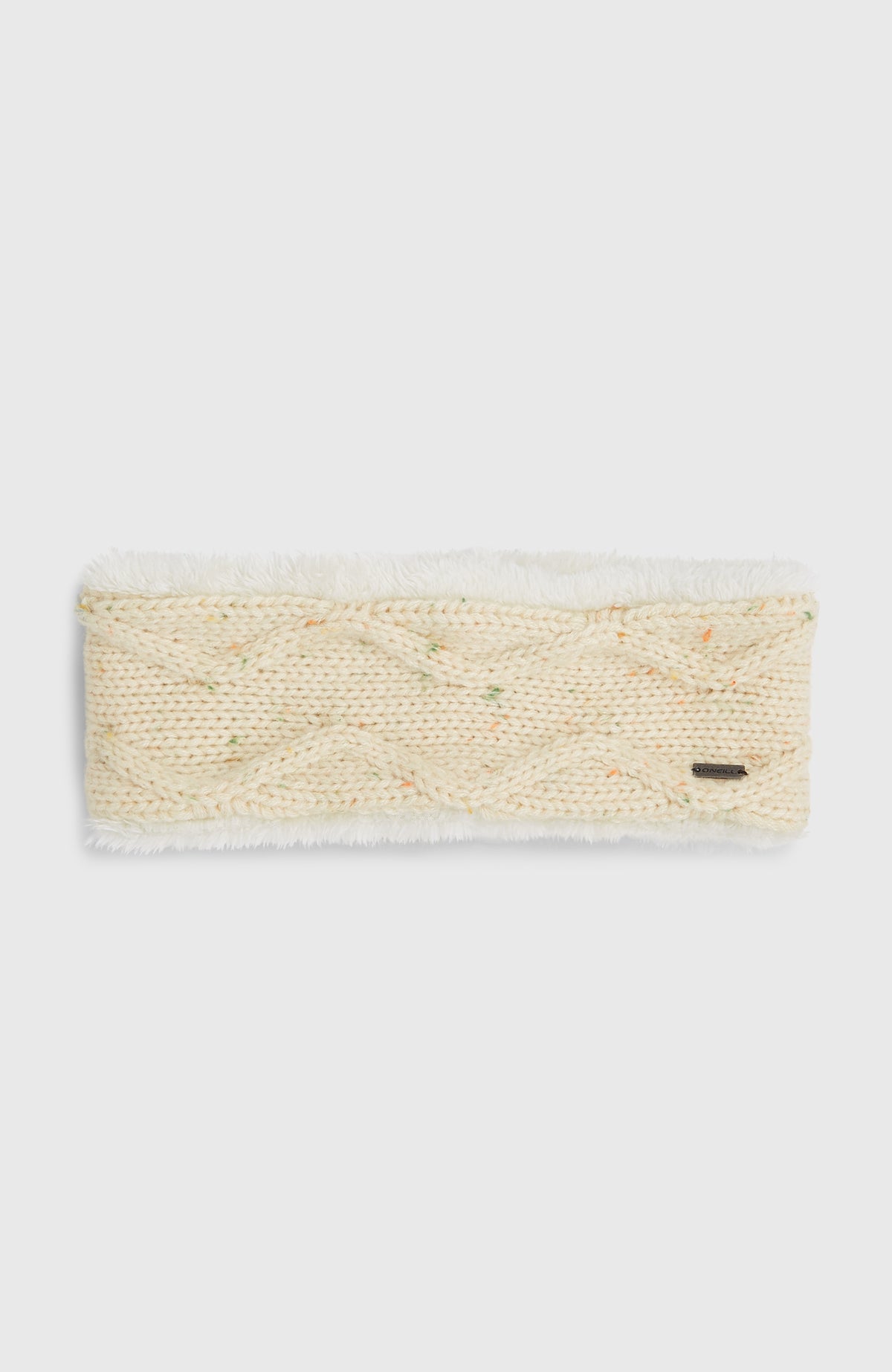 O'Neill Nora Stirnband für Damen, beige, flach liegend von vorne mit kleinem Logo-Badge