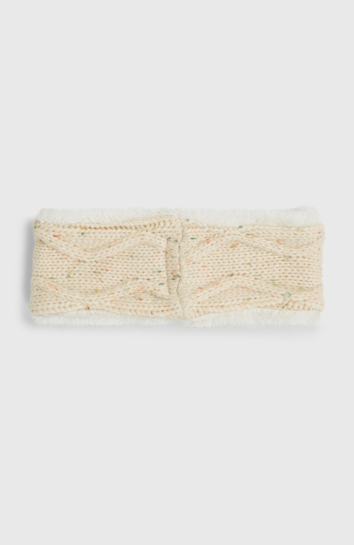 Nora Stirnband für Damen, beige, flach liegend von hinten mit Verbindungsnaht
