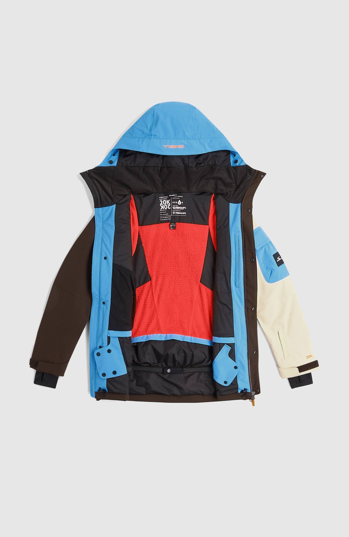 FWC'Peak Pro Skijacke für Damen in Blau, freigestellt von vorne mit geöffnetem Reißverschluss und Innenfutter