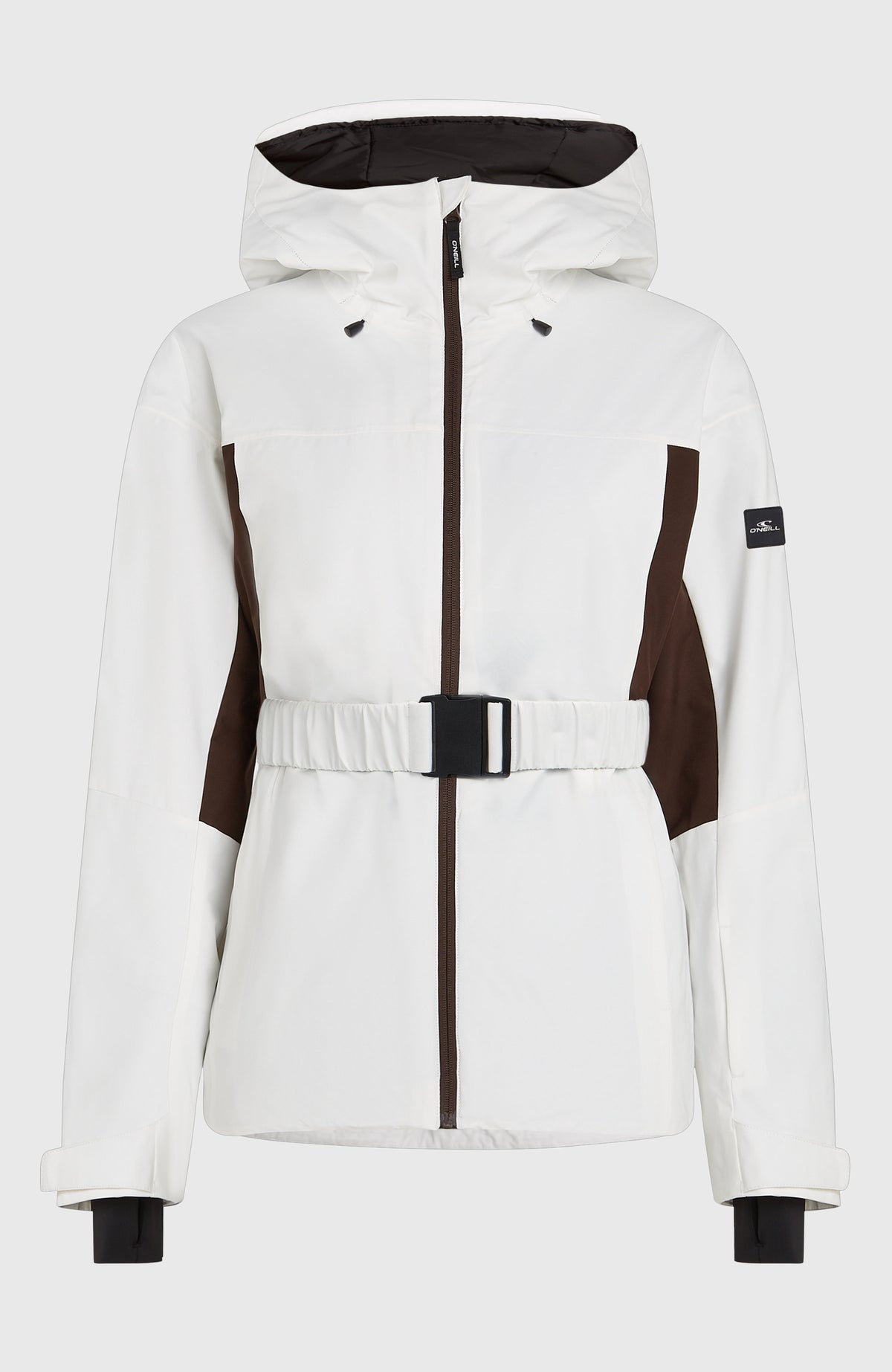 FWC'Cruz Hybrid-Skijacke mit Gürtel für Damen, weiß, freigestellt von vorne