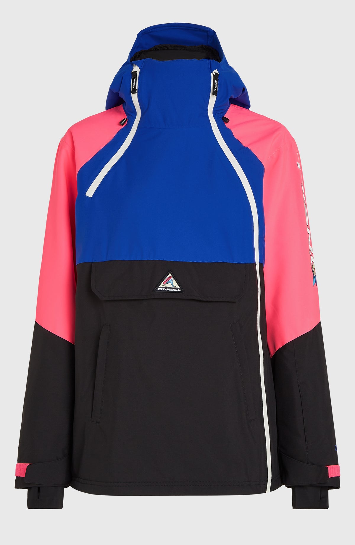 FWC'Play Asymmetric Jacke für Damen, blau, freigestellt von vorne mit asymmetrischem Reißverschluss