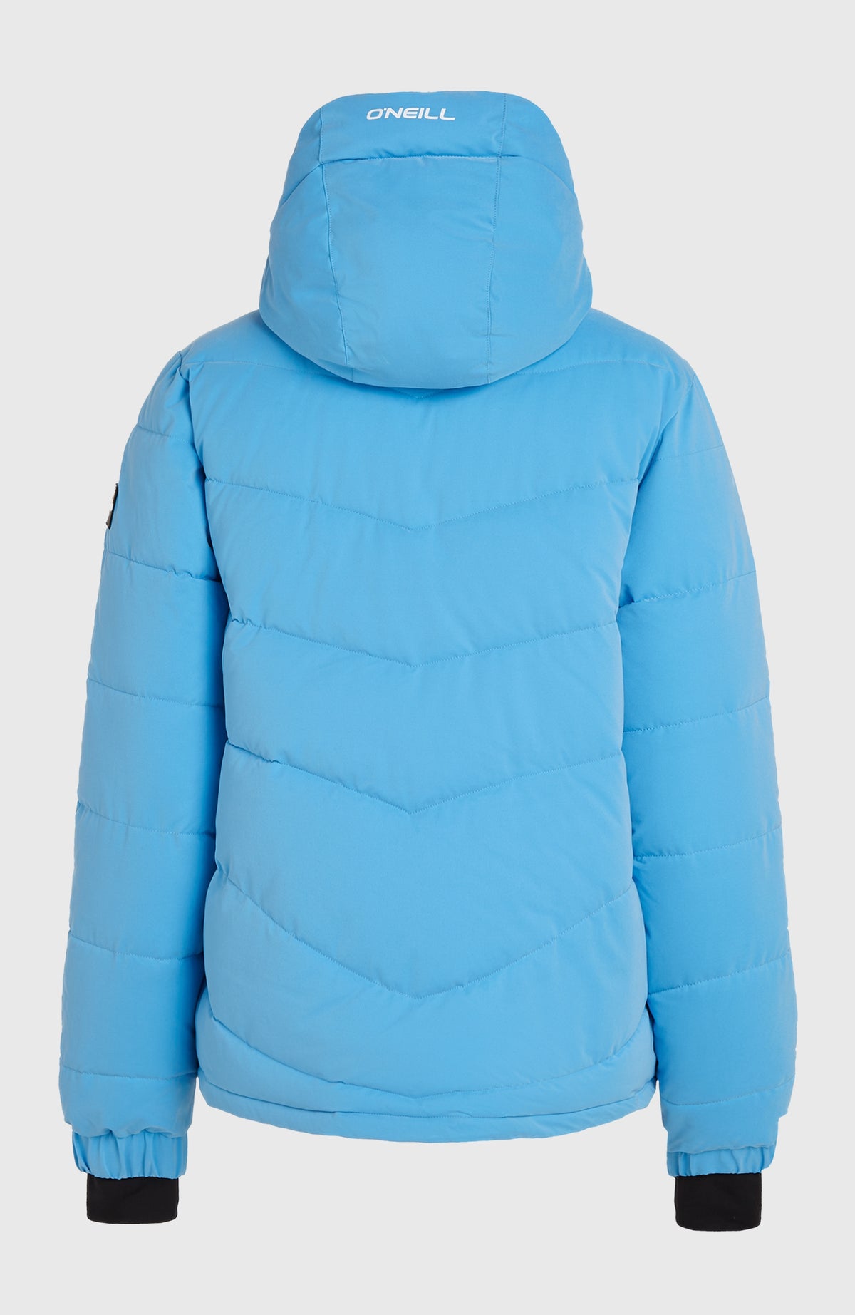 Gesteppte FWC'Cruz Hybrid-Skijacke für Damen in Blau, freigestellt von hinten mit Steppung