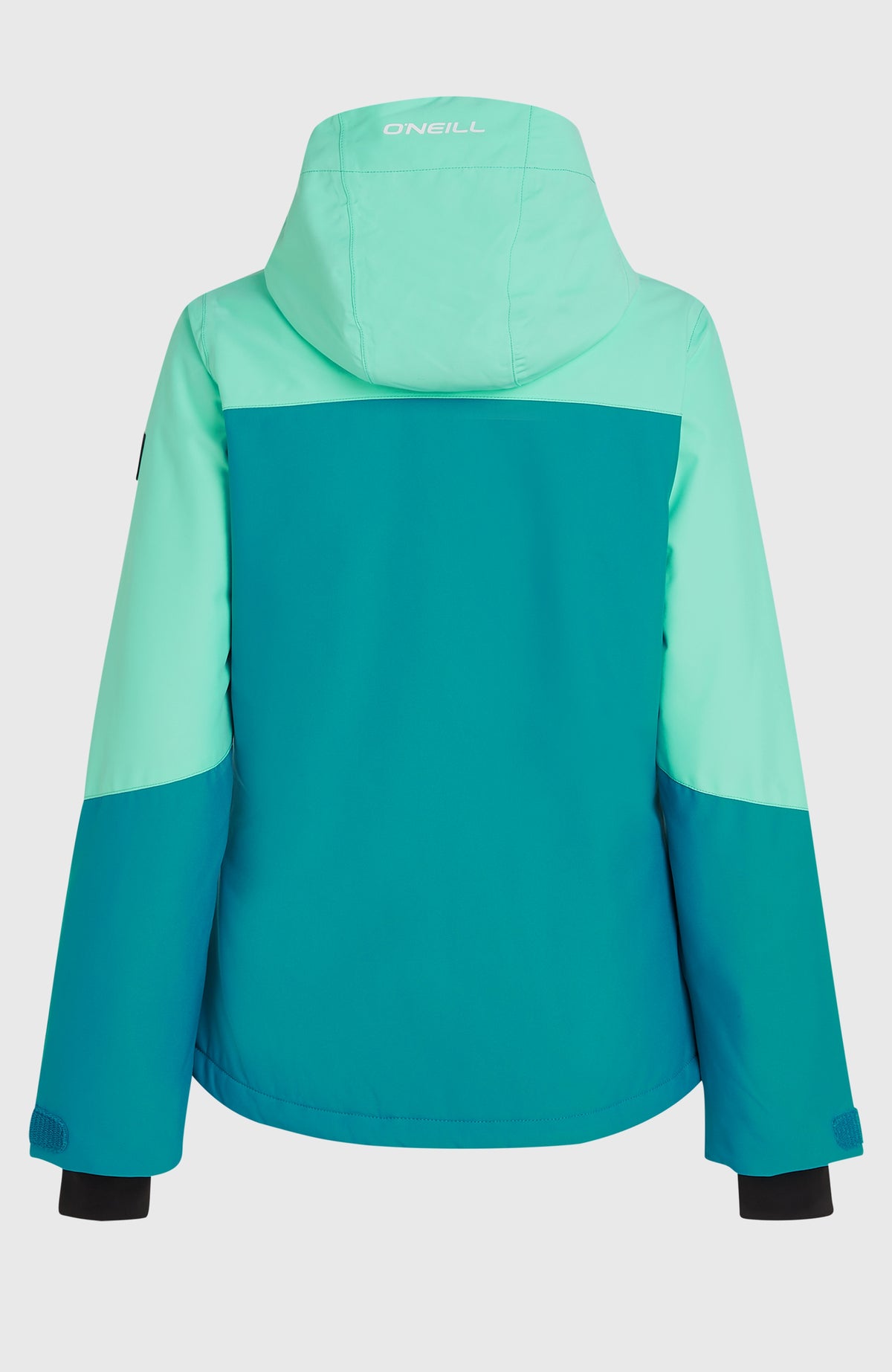 FWC'Cruz Triple Skijacke für Damen, grün, freigestellt von hinten mit Kapuze und dezentem Markenlogo