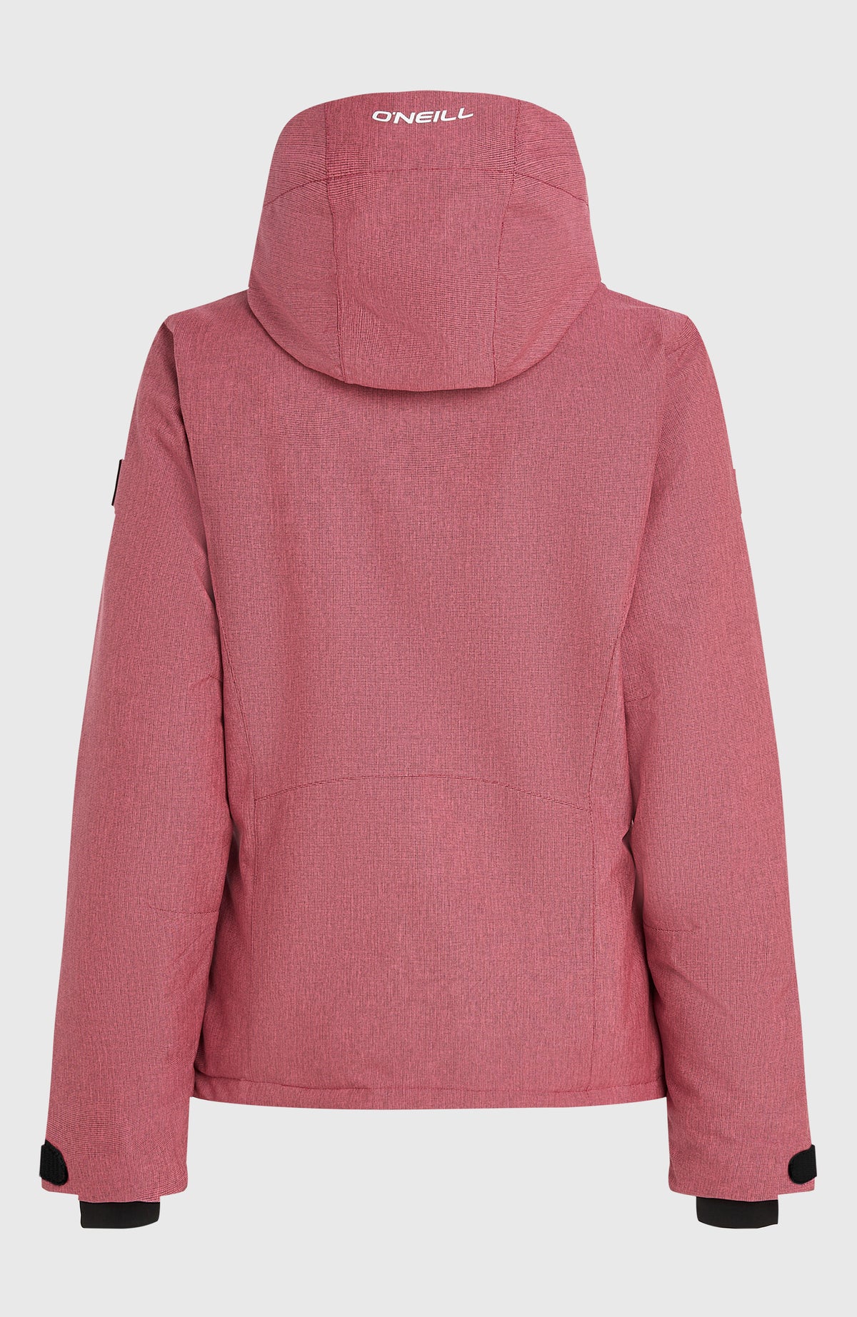 FWC'Cruz Melange Skijacke für Damen in Pink, freigestellt von hinten mit Kapuze und kleinem Logo-Schriftzug