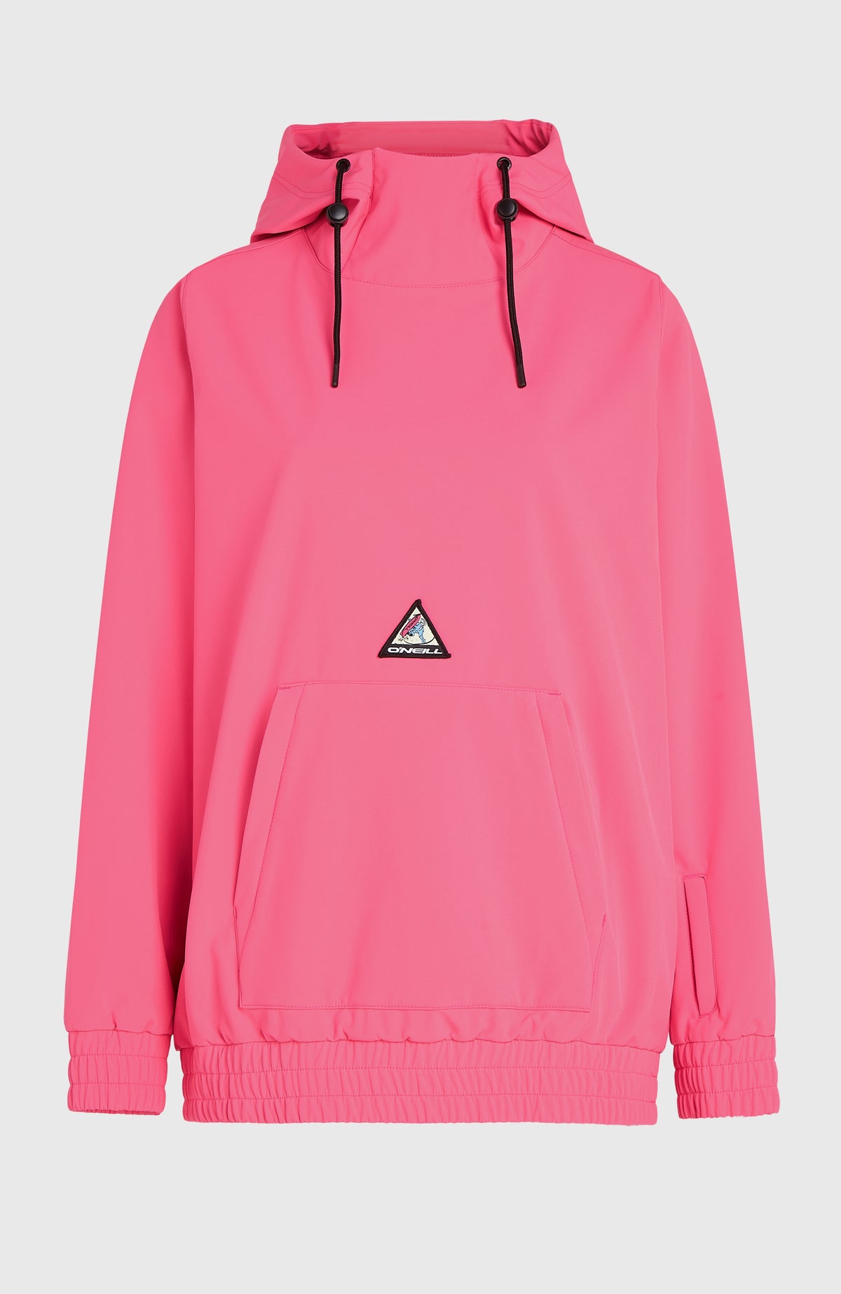FWC'Play Softshell-Hoodie für Damen, pink, freigestellt von vorne mit Kängurutasche
