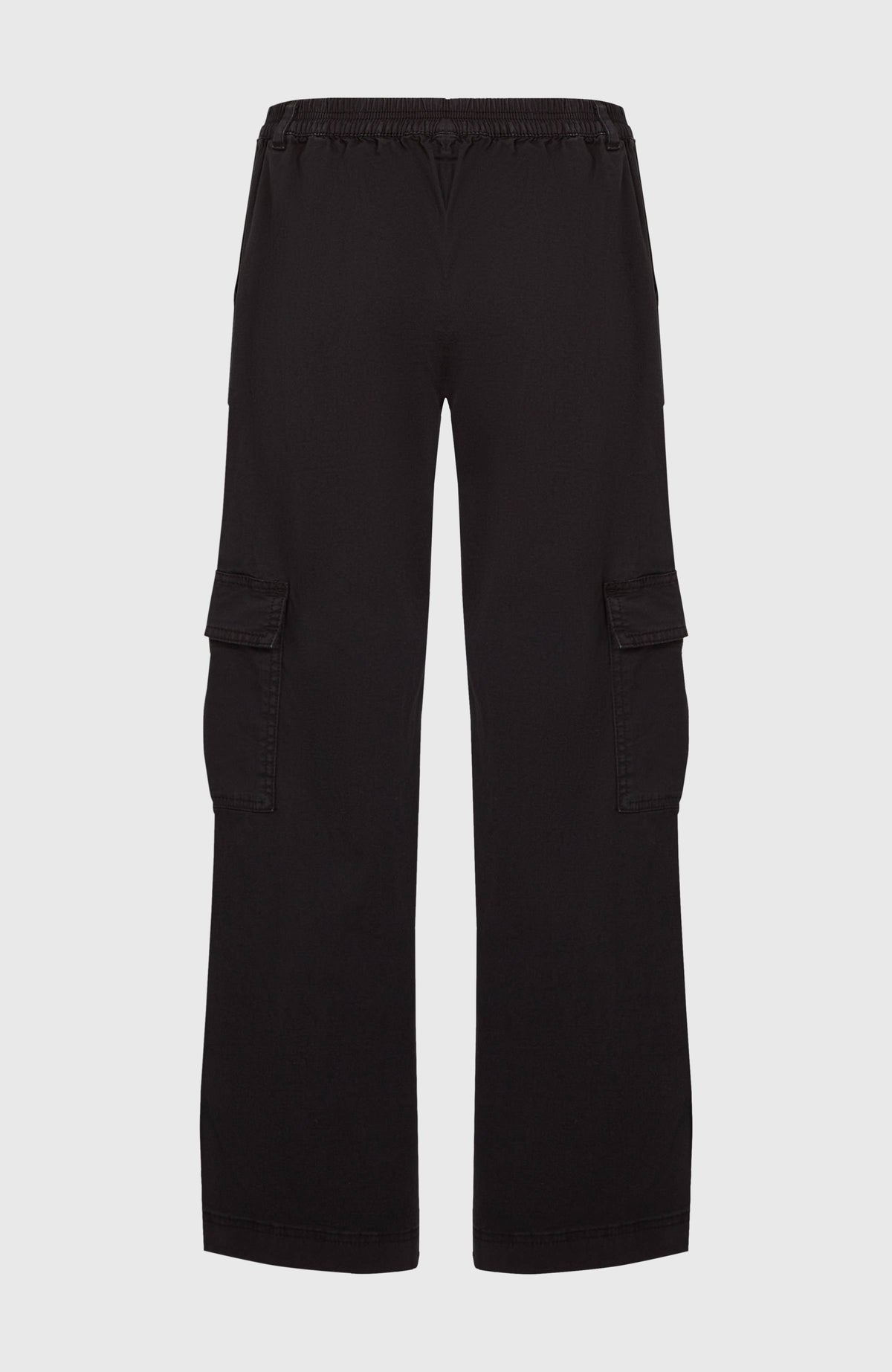 Brexton Cargohose für Damen, schwarz, freigestellt von hinten mit elastischem Bund