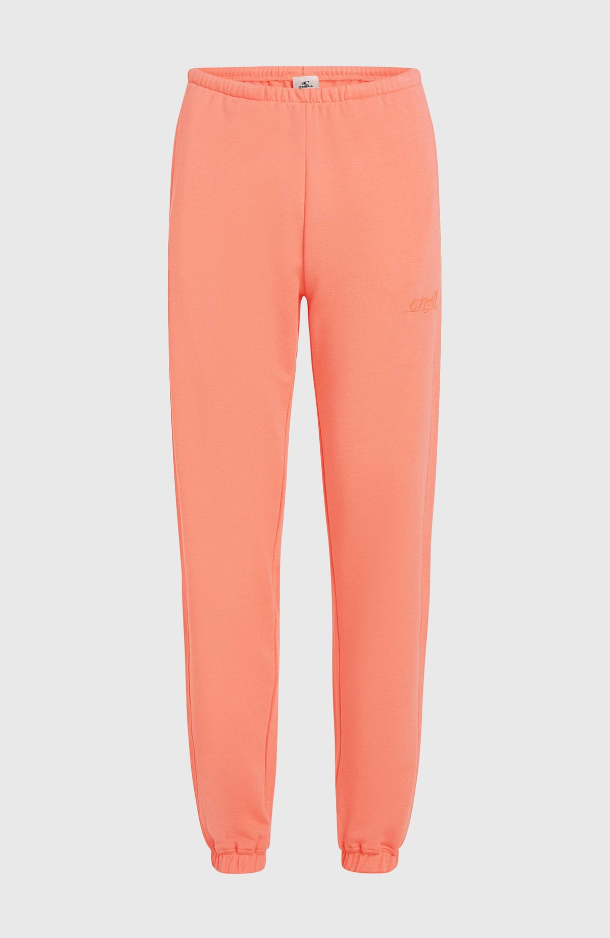 Essentials O'Neill Script Jogginghose für Damen, pink, freigestellt von vorne mit elastischen Bündchen