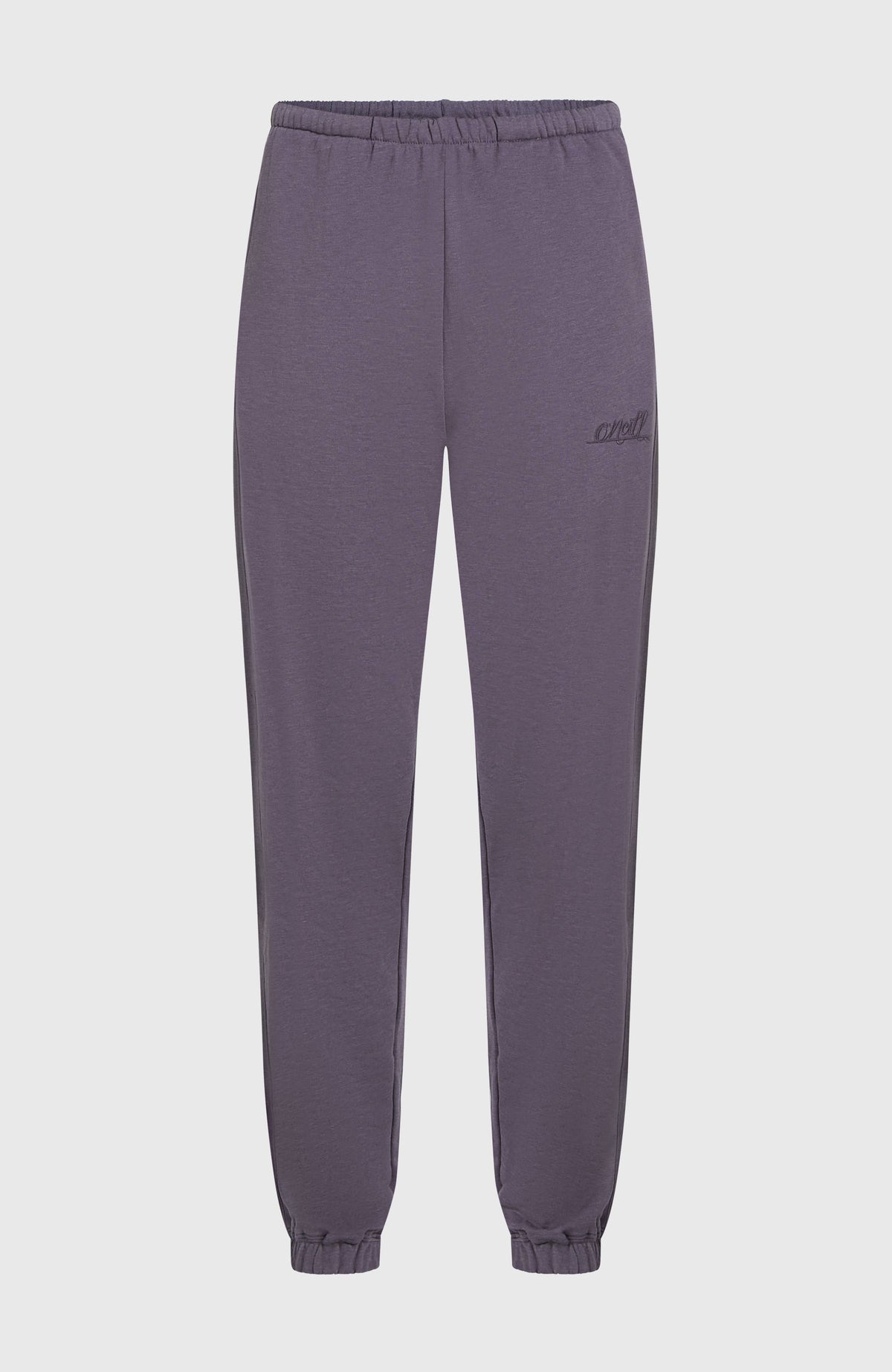 Essentials O'Neill Script Jogginghose für Damen, lila, flach liegend von vorne mit elastischen Bündchen