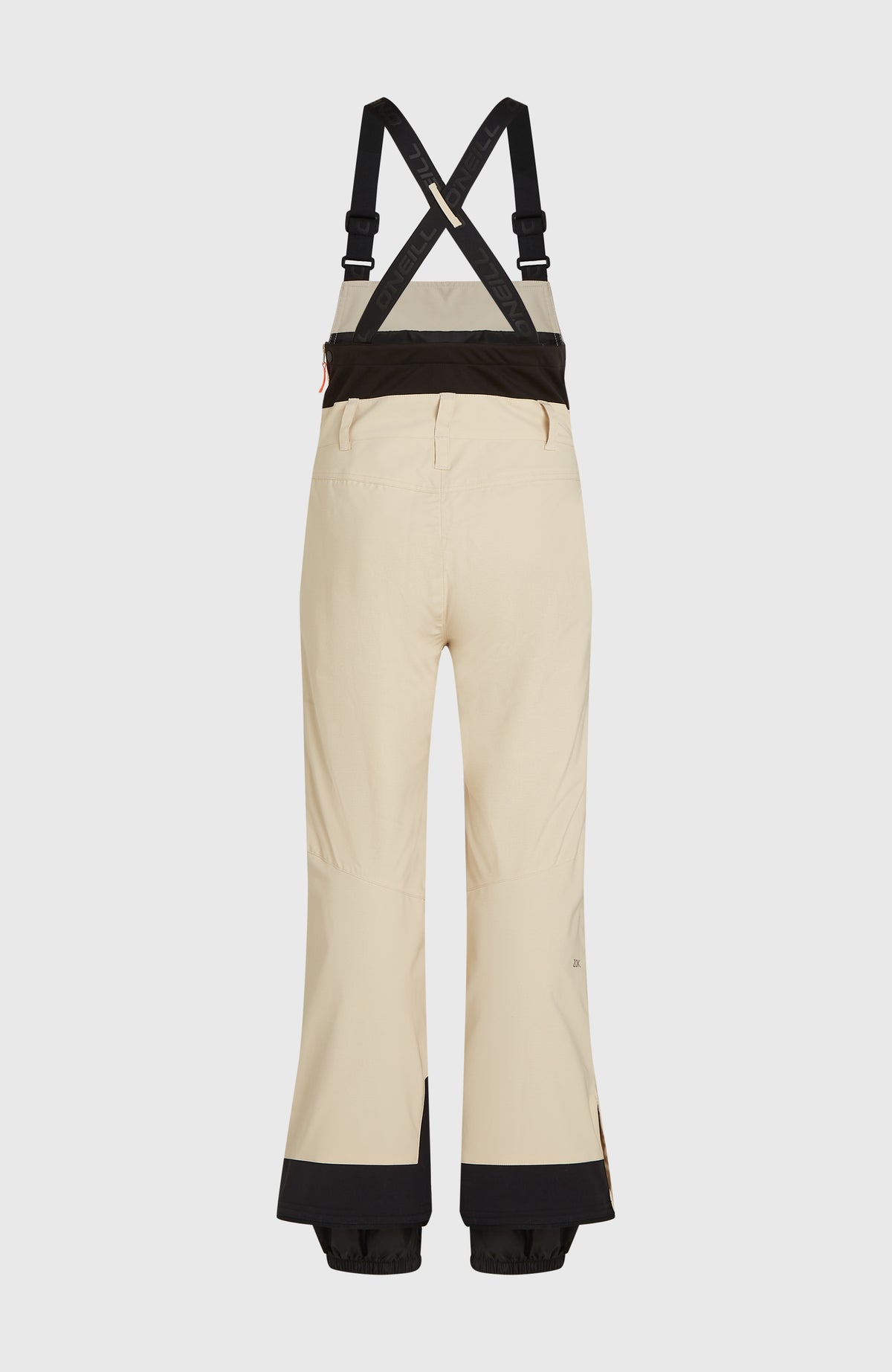 FWC'Peak Bib Skihose für Damen, beige, freigestellt von hinten mit gekreuzten Trägern