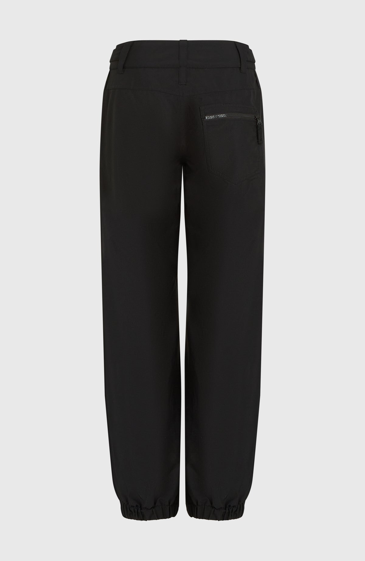 FWC'Play Ski- und Snowboardhose für Damen, schwarz, freigestellt von hinten mit Reißverschlusstasche