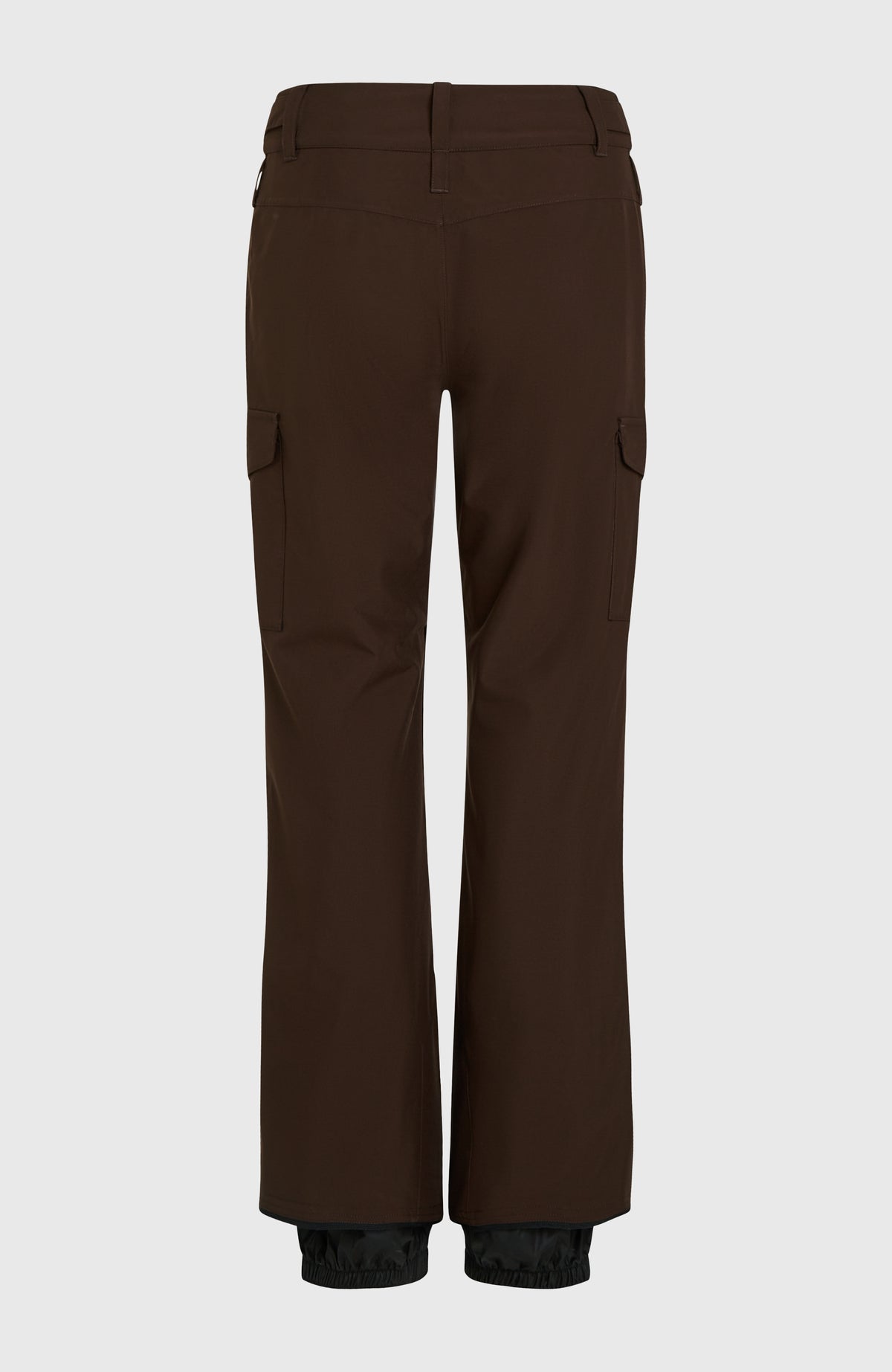 Braune FWC'Cruz Cargo-Skihose für Damen, freigestellt von hinten mit seitlichen Cargotaschen