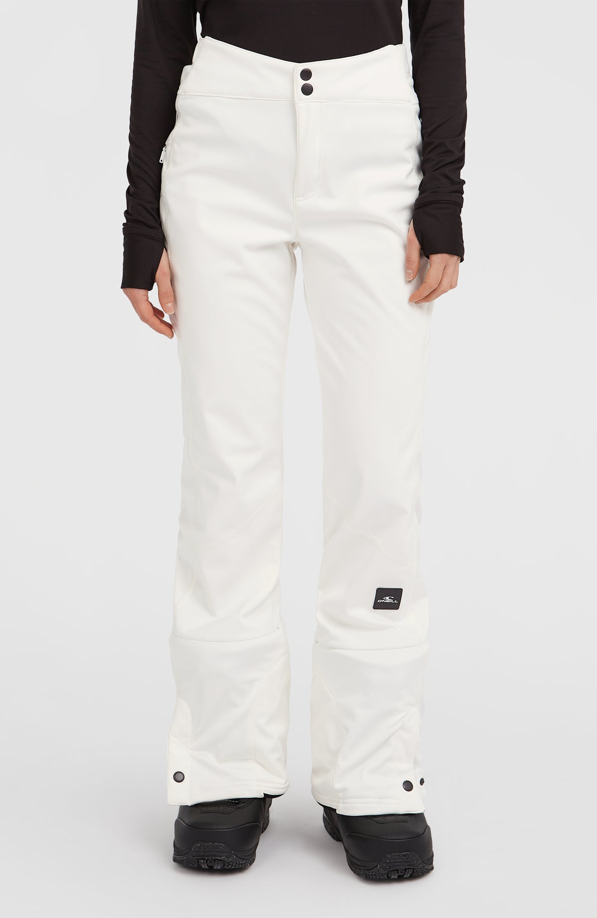 O'Neill FWC'Cruz Softshell-Skihose für Damen, weiß, Vorderansicht am Model