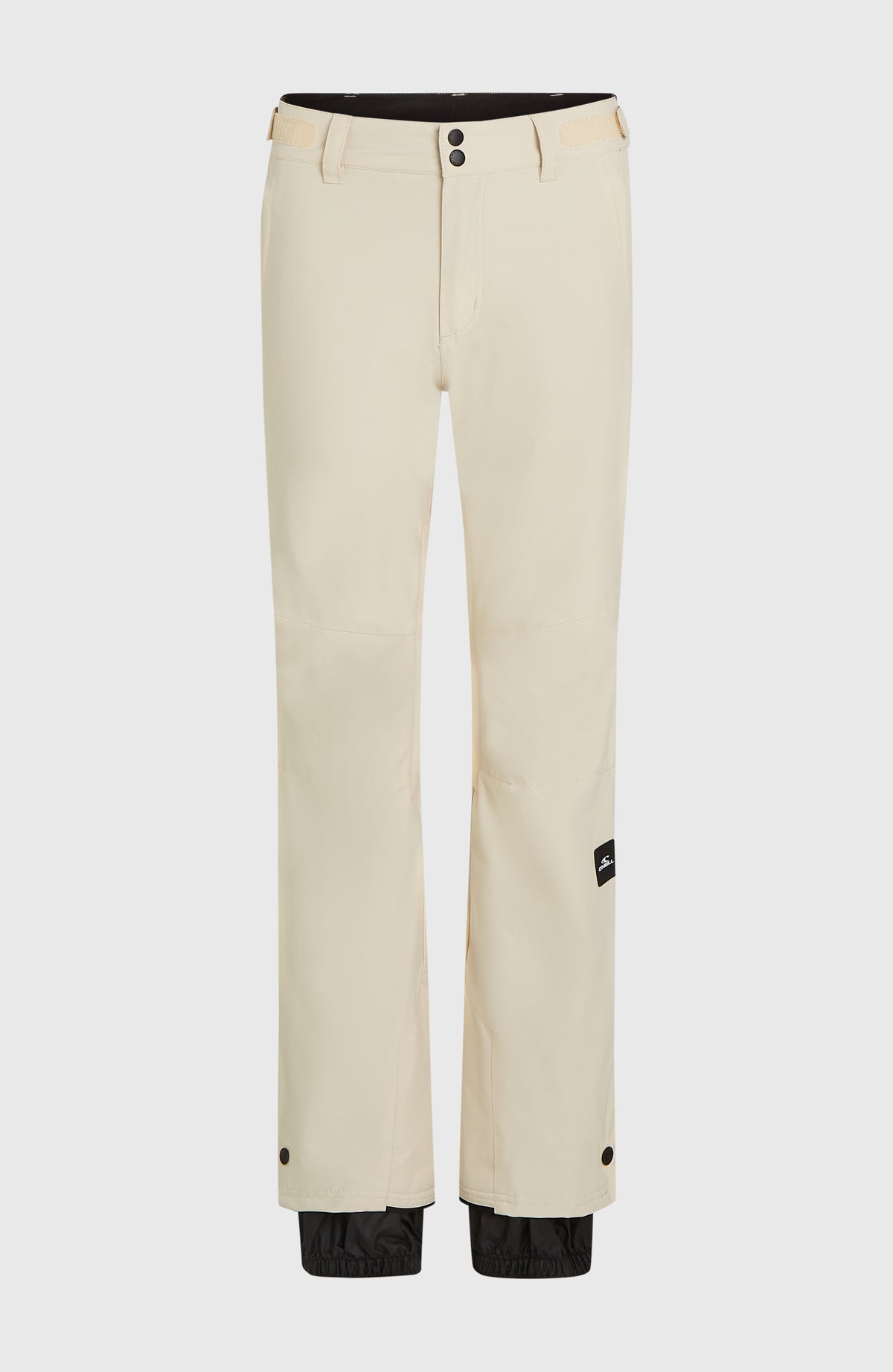 FWC'Cruz Slim Skihose für Damen, beige, freigestellt von vorne mit sichtbarem Schneefang am Saum