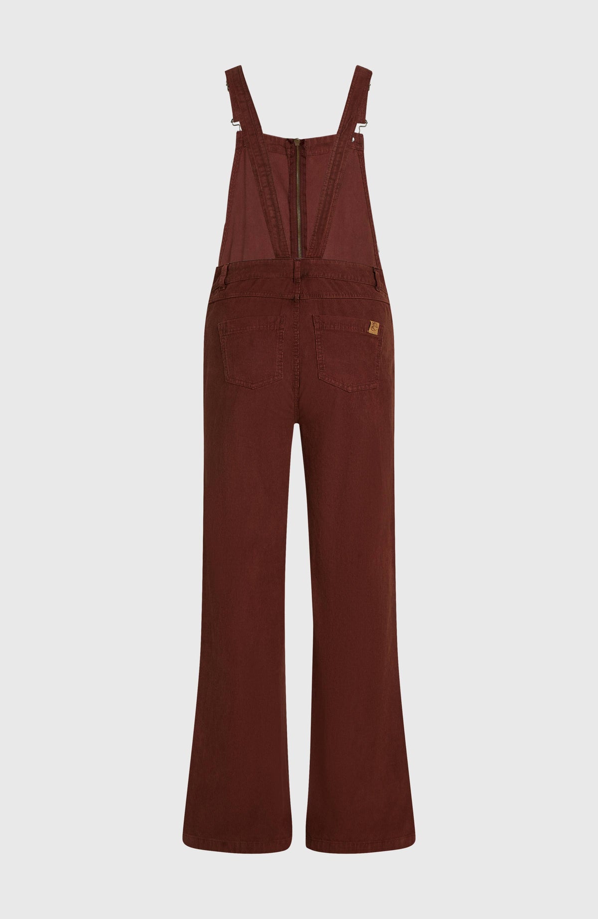 O'Riginals Cord-Latzhose für Damen, braun, freigestellt von hinten mit Gesäßtaschen