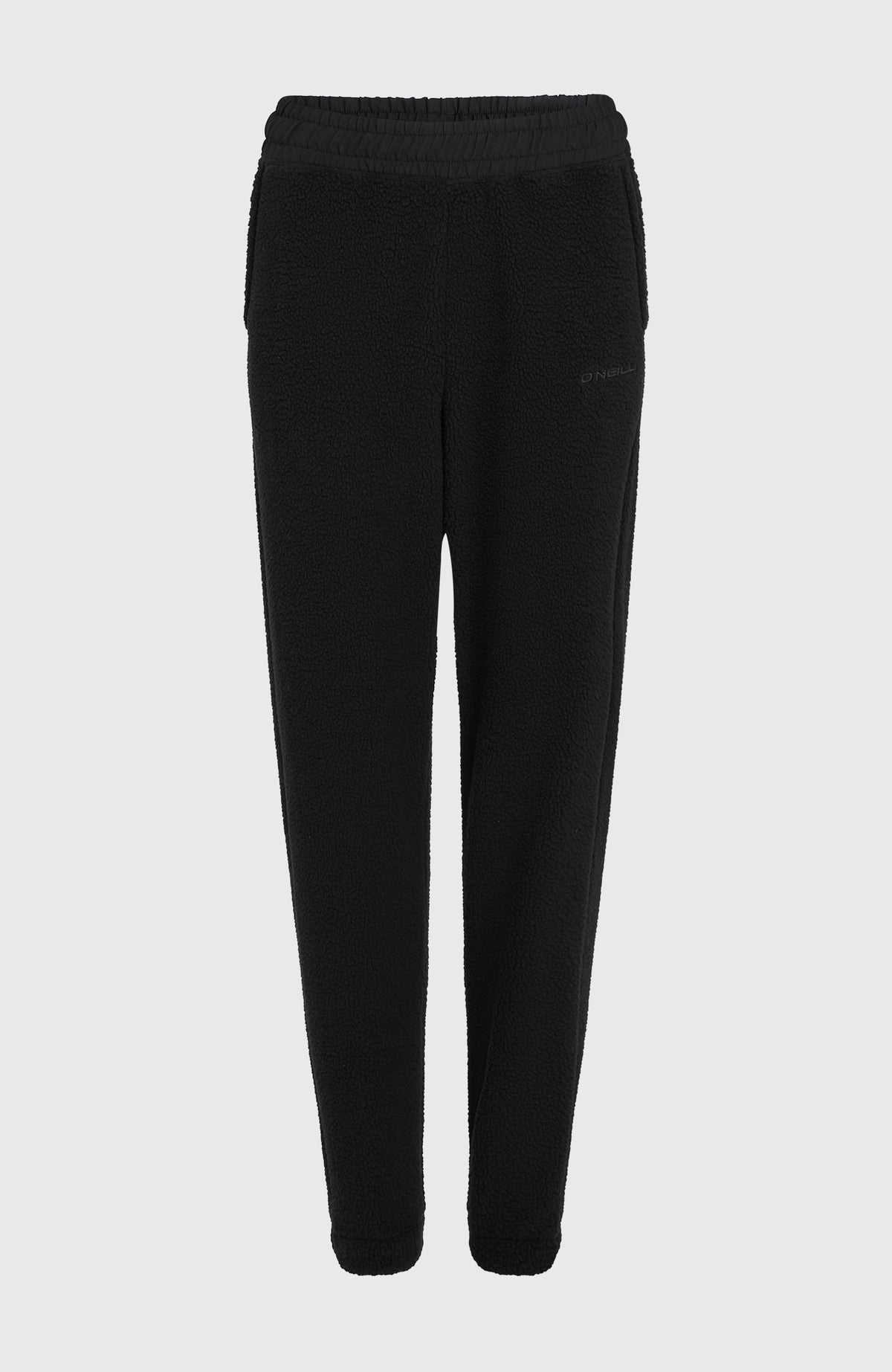 Flauschige Must-Have Jogginghose für Damen, schwarz, freigestellt von vorne mit elastischem Bund